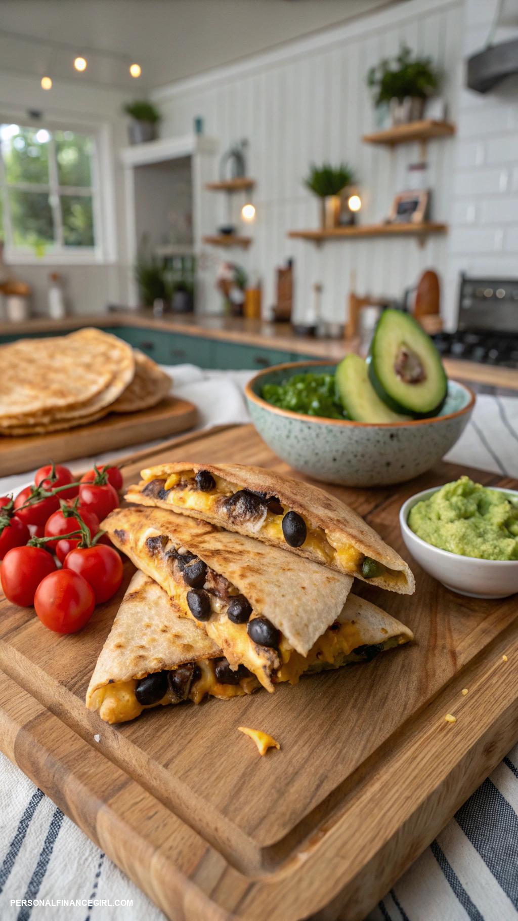 cheap and easy dinner ideas Quesadillas with cheese and beans