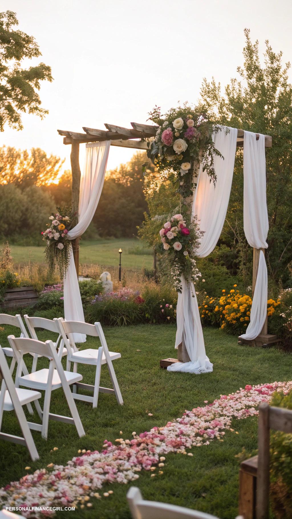 cheap backyard wedding Choose a natural backdrop for ceremony