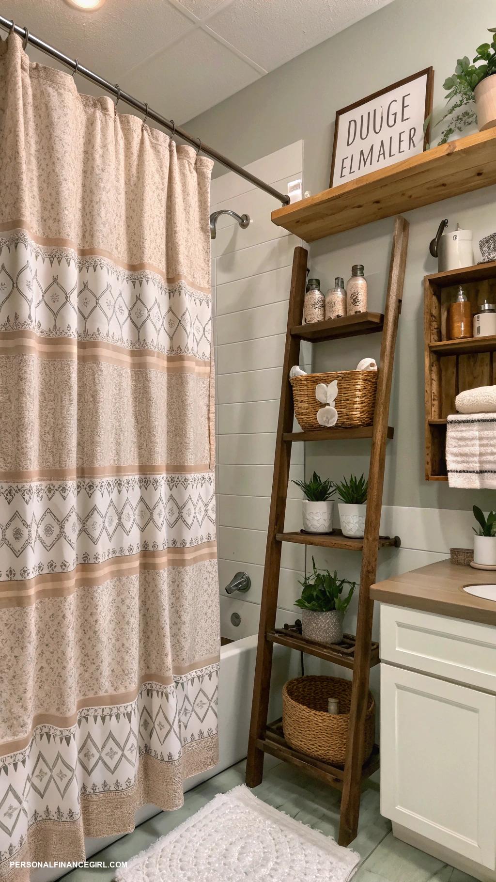 cheap bathroom makeover ideas Install a new shower curtain