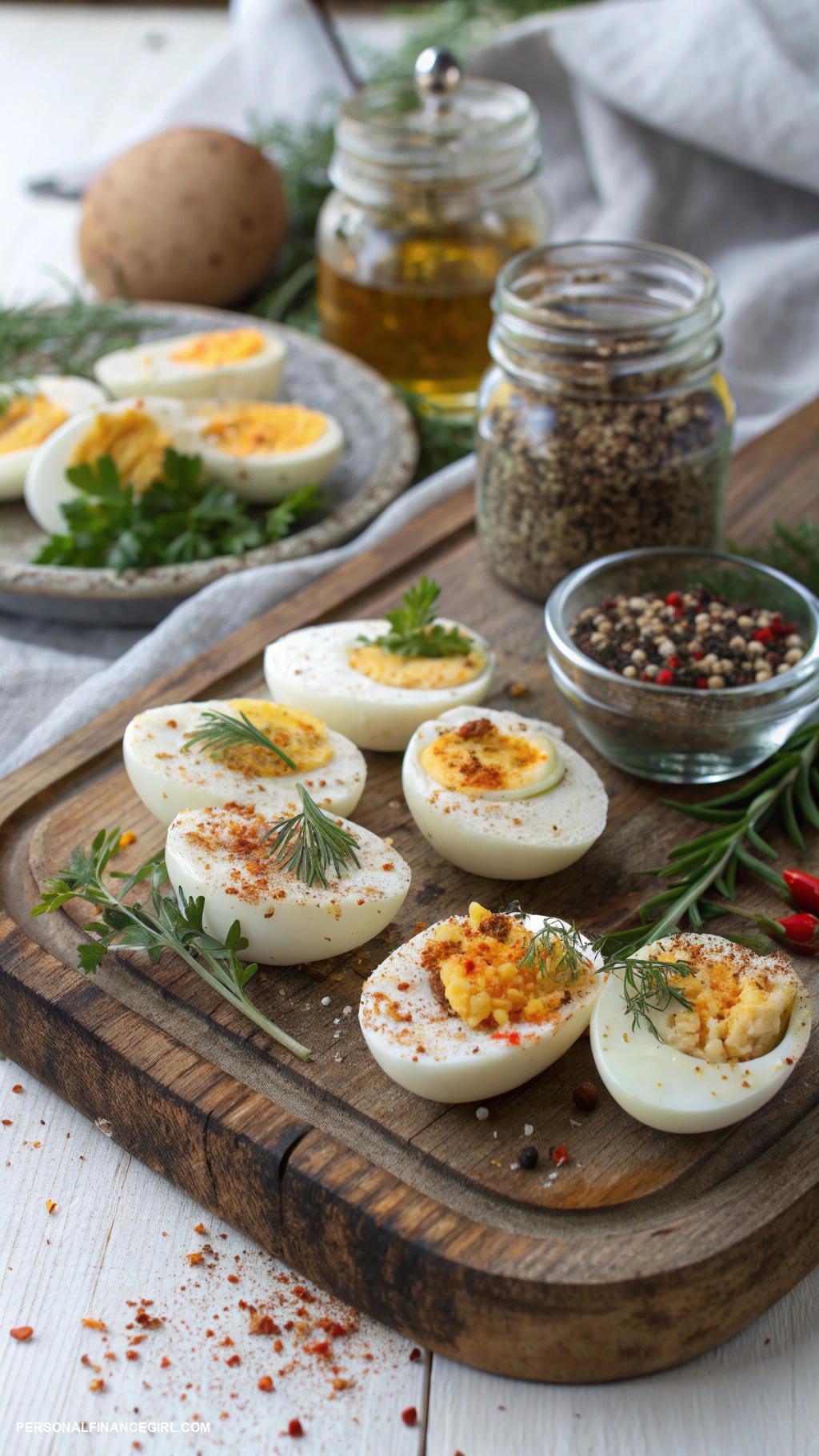 cheap grazing table ideas Hard boiled eggs with seasoning options