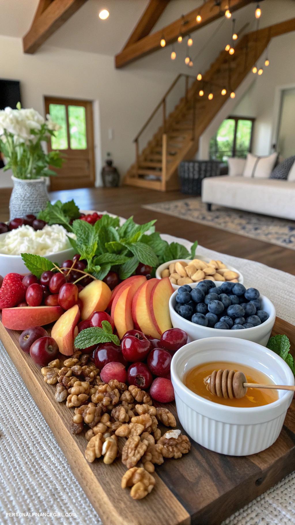cheap grazing table ideas Seasonal fresh fruits and nuts