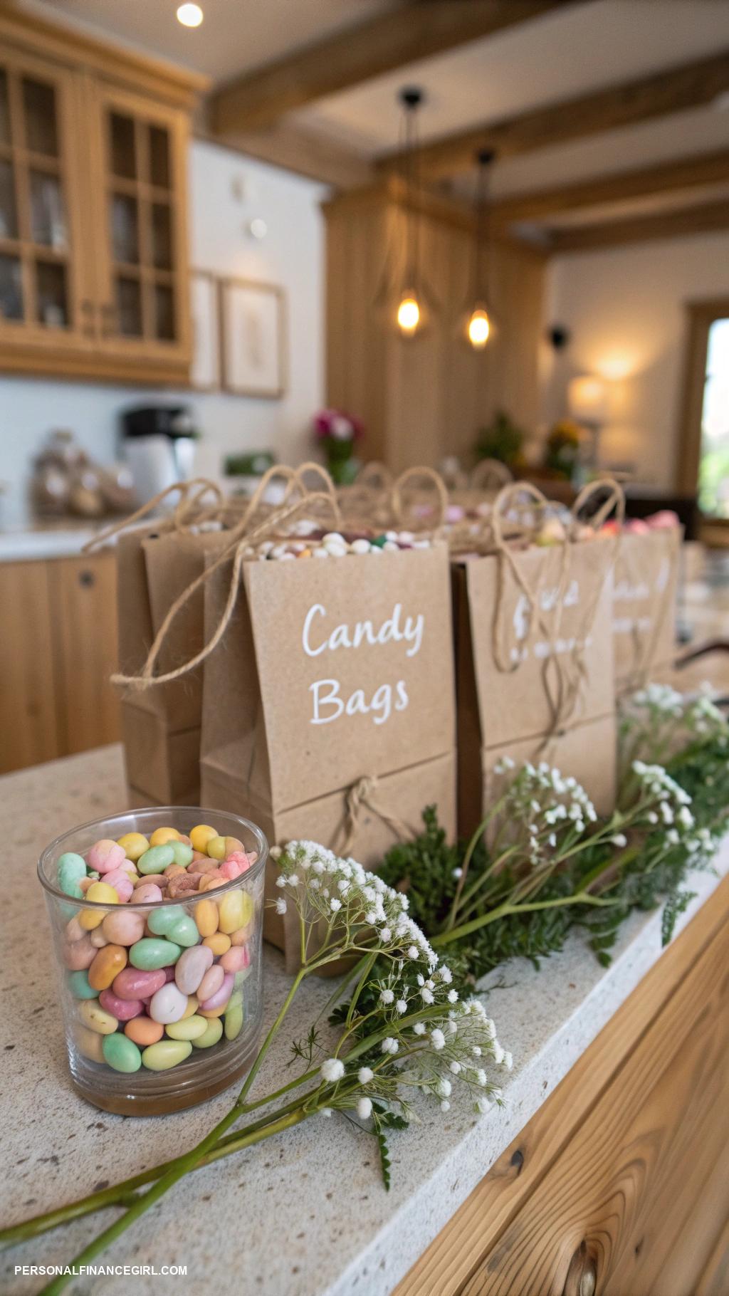 cheap wedding favors Candy bags with personalized tags