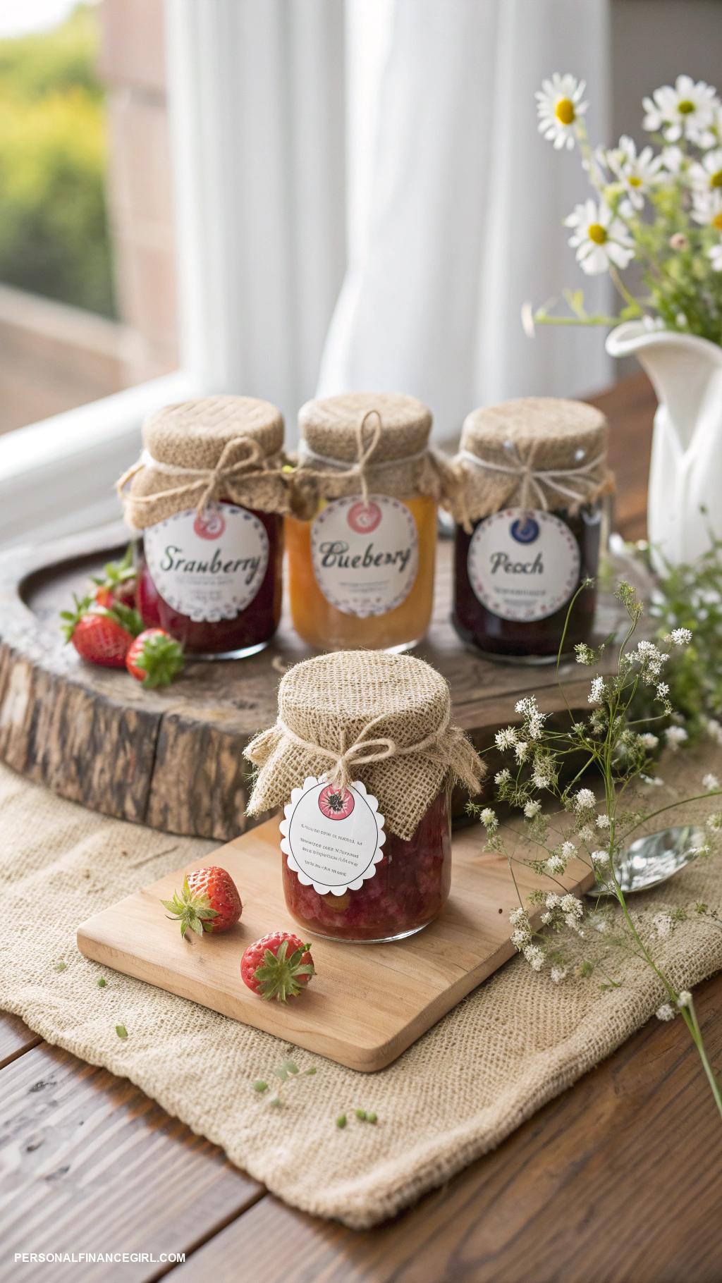 cheap wedding favors Homemade jam in small jars