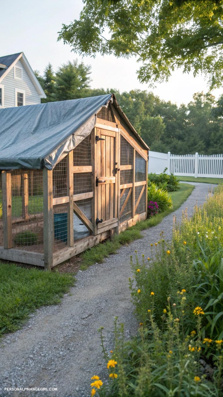 chicken coop designs diy cheap Tarps over frame for inexpensive protection