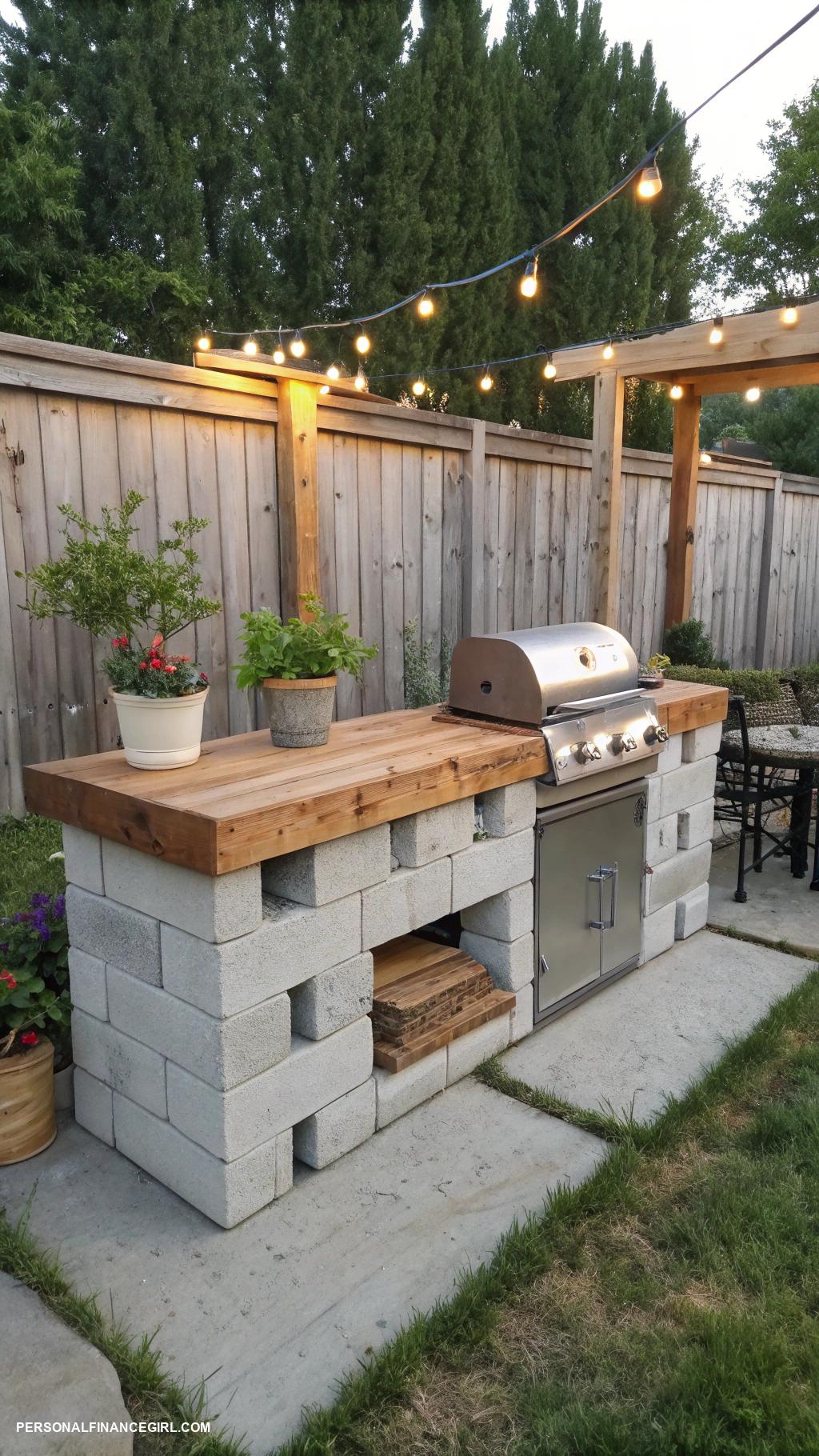 diy grill station cheap Use cinder blocks for sturdy grilling base