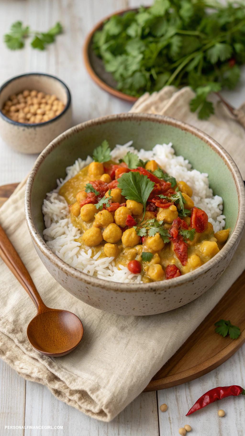 easy cheap meals Chickpea curry with rice