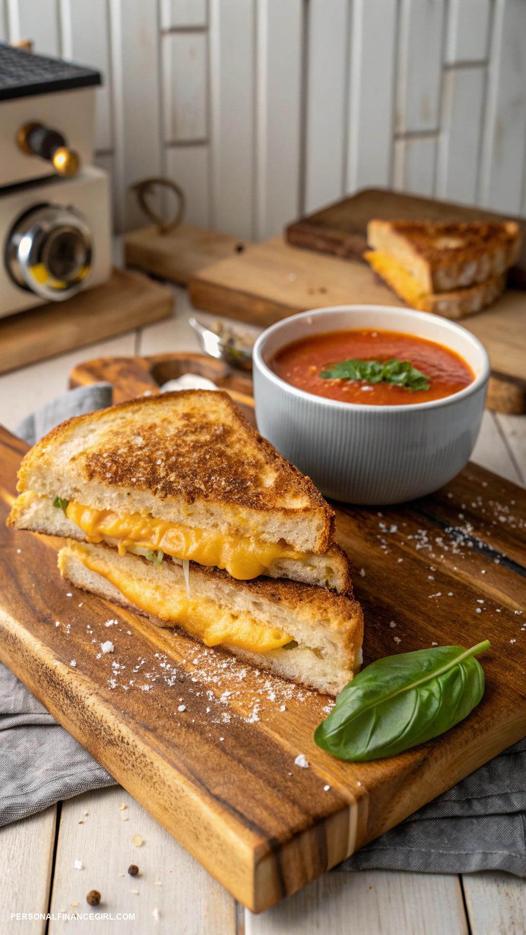 easy cheap meals Grilled cheese sandwich and tomato soup