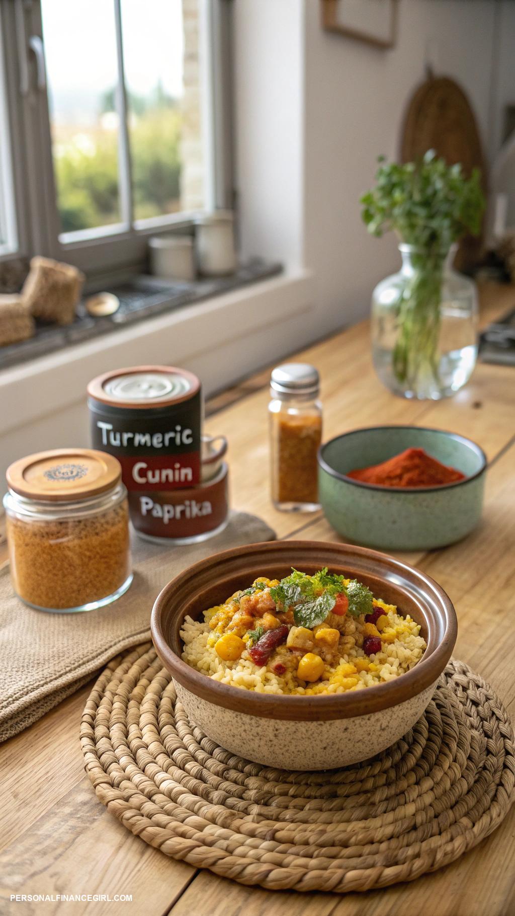 easy cheap meals Rice and beans with spices