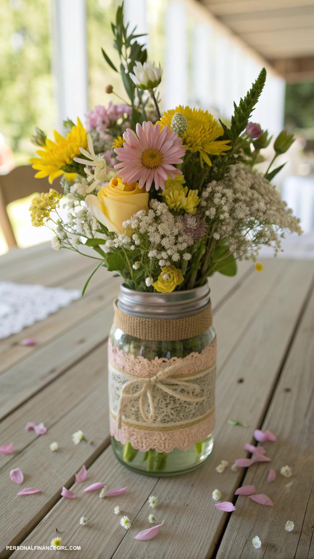 wedding ideas on a budget DIY decorations with local flowers