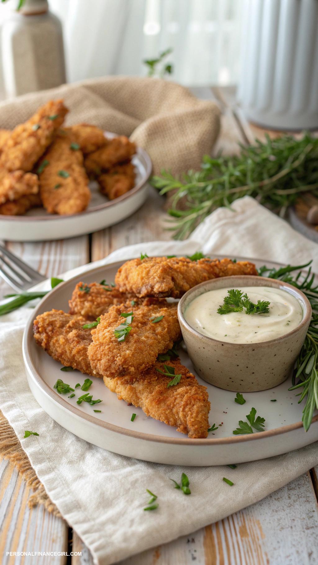 cheap chicken recipes Crispy baked chicken tenders with ranch dip