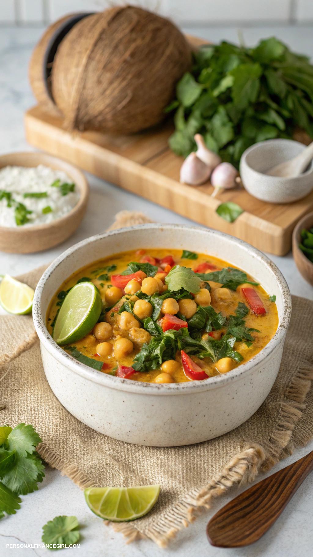 cheap meal prep Chickpea curry with coconut milk