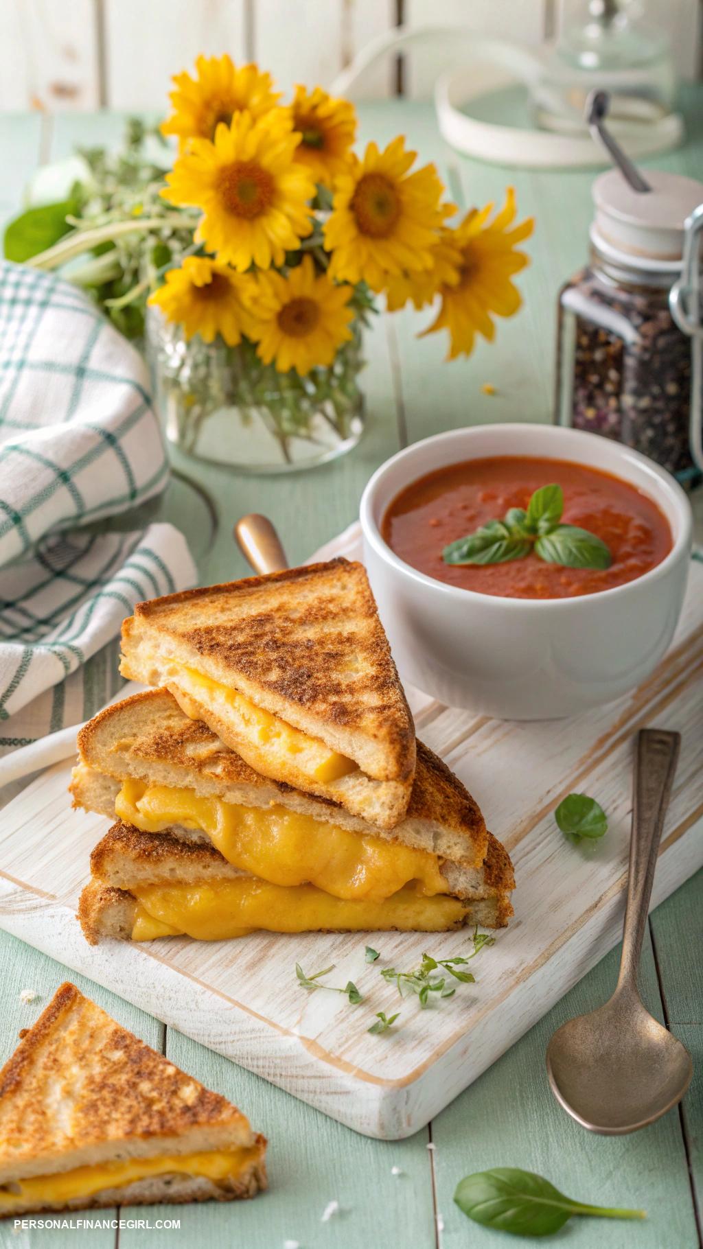 cheap meal prep Grilled cheese sandwiches with tomato soup