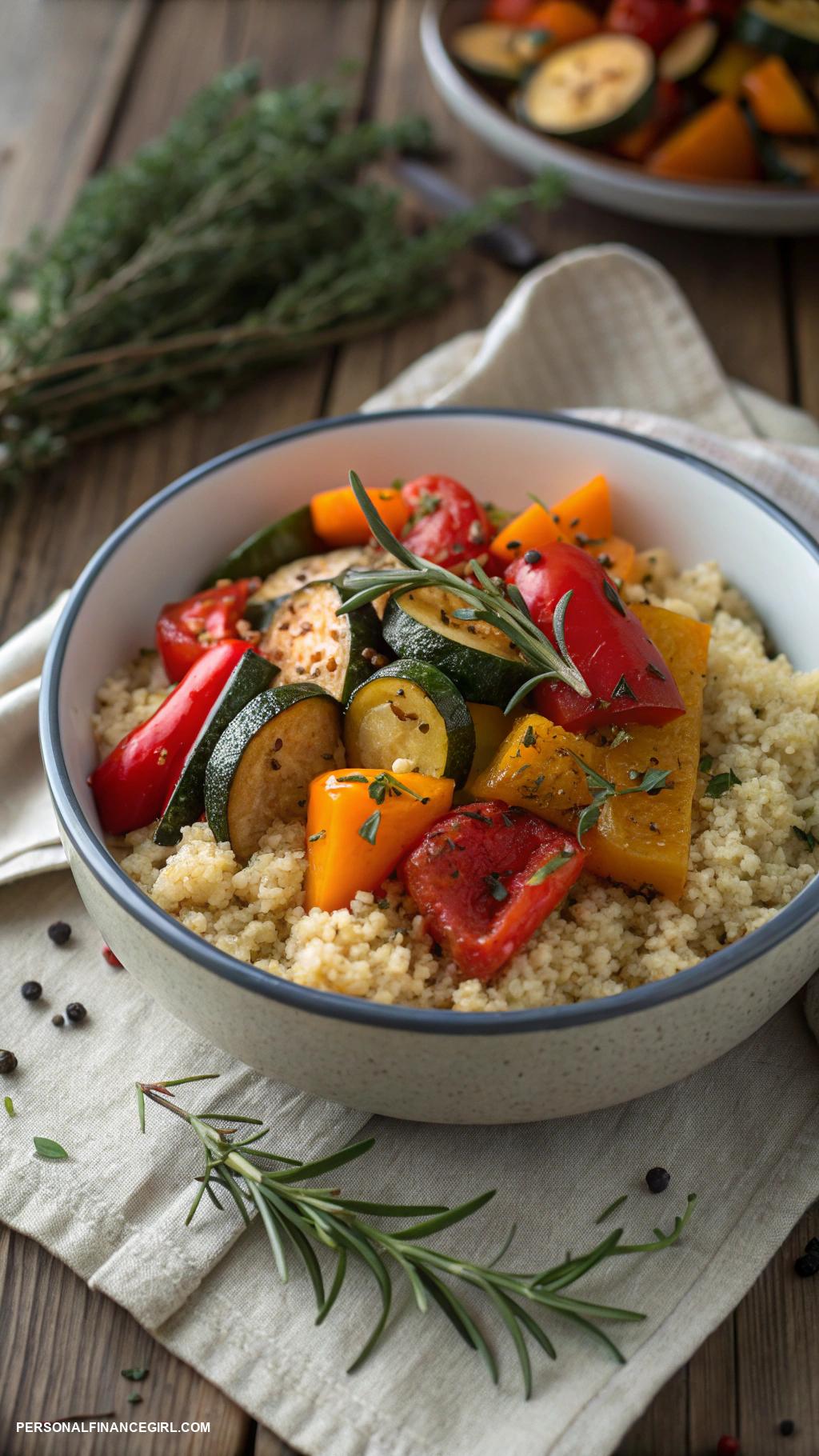 cheap meal prep Quinoa with roasted vegetables