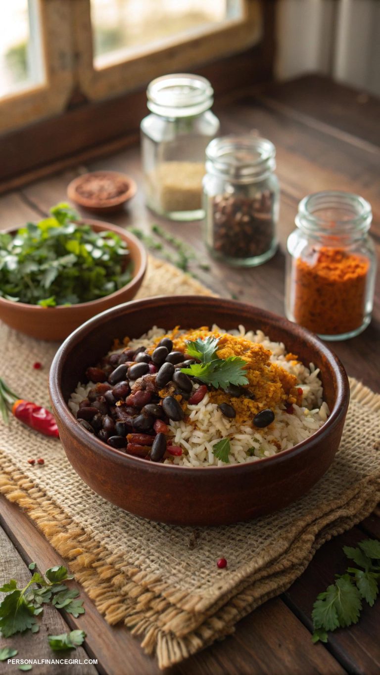 cheap meal prep Rice and beans with spices