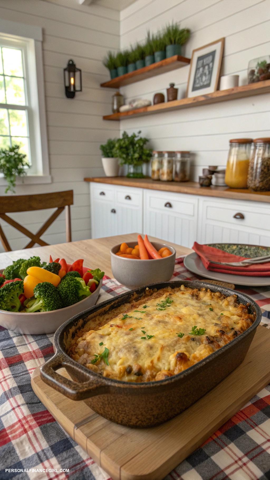 cheap meals for large families Chicken and rice casserole with vegetables