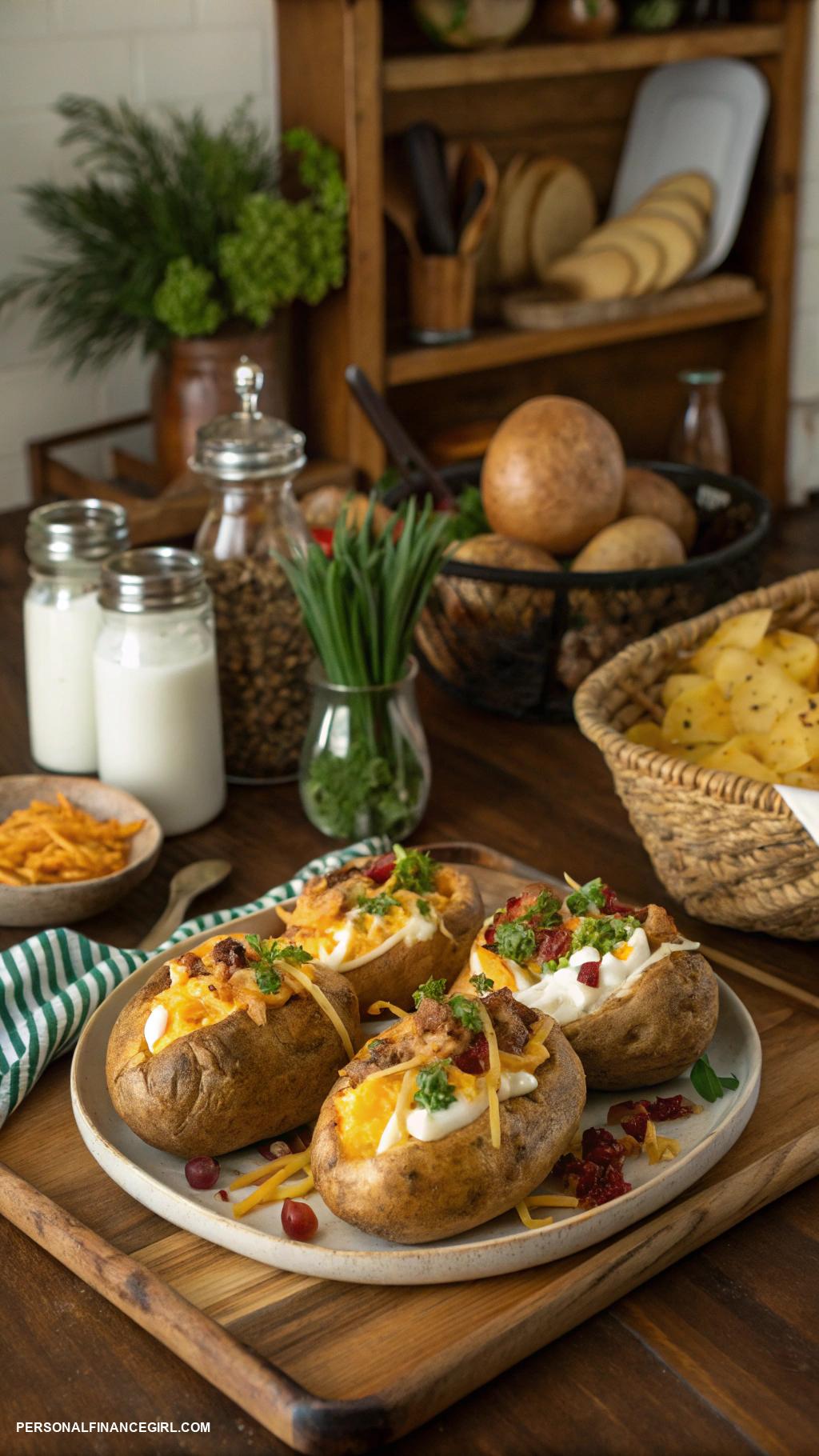 cheap meals for large families Oven baked potatoes with toppings options