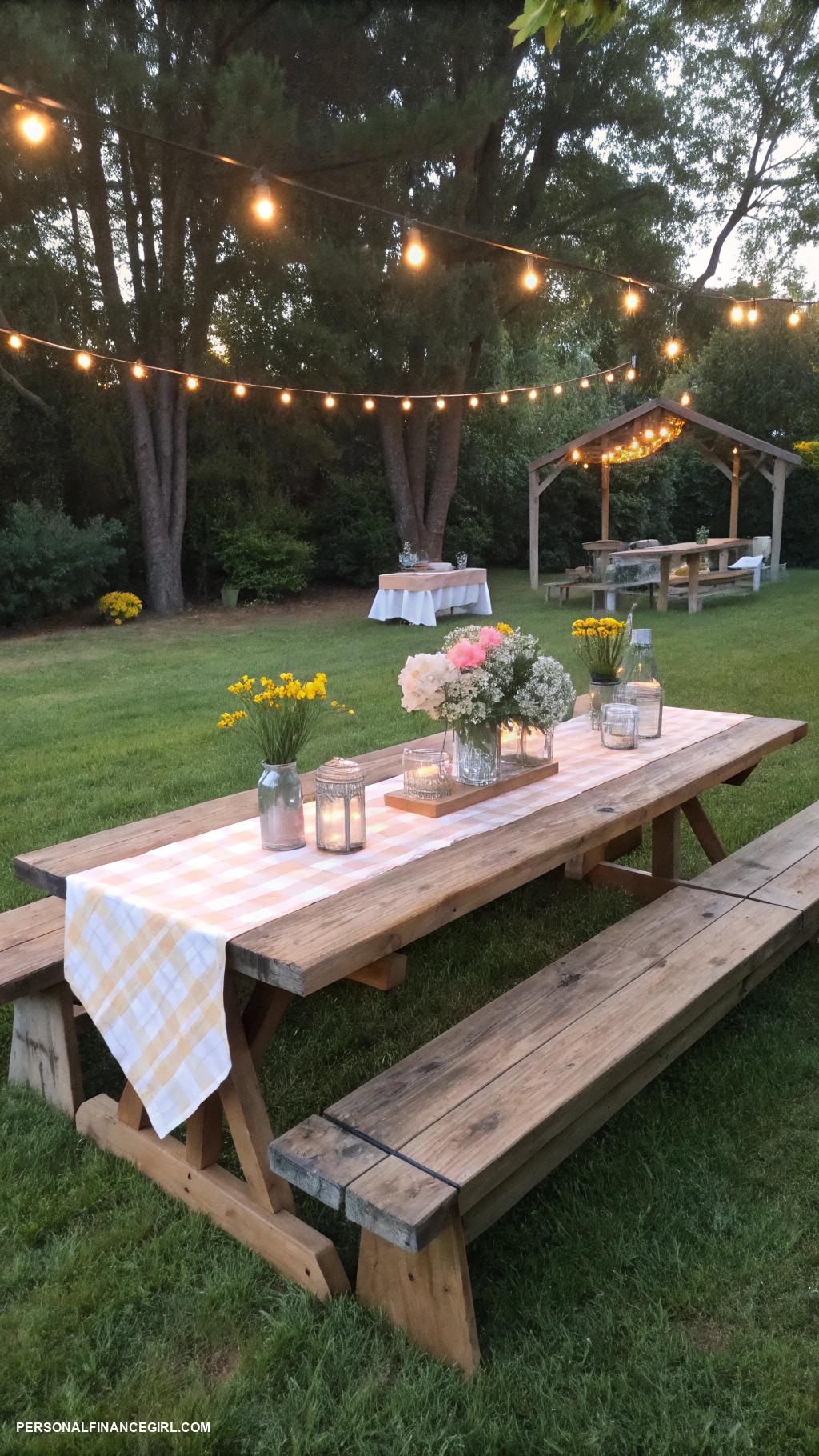 cheap outdoor kitchen ideas Large outdoor picnic table for dining