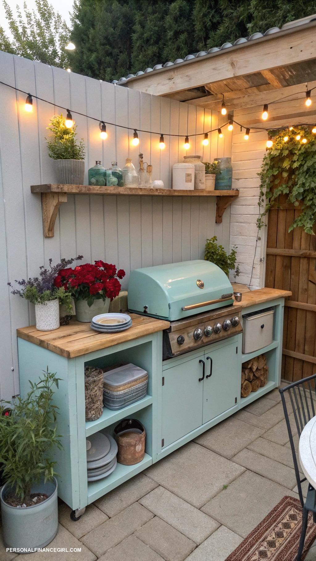 cheap outdoor kitchen ideas Old grill refurbished as outdoor kitchen
