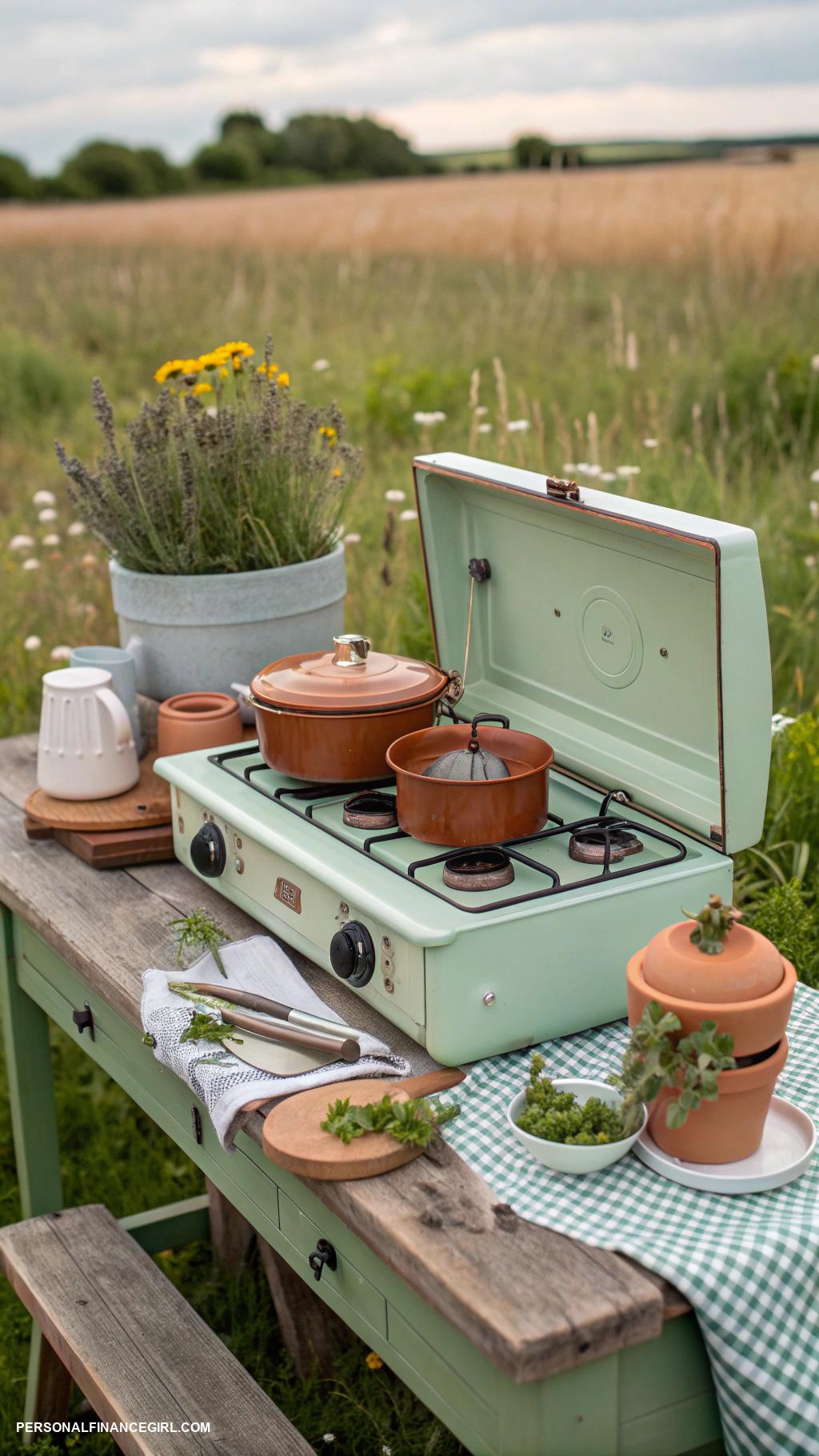 cheap outdoor kitchen ideas Portable camping stove setup