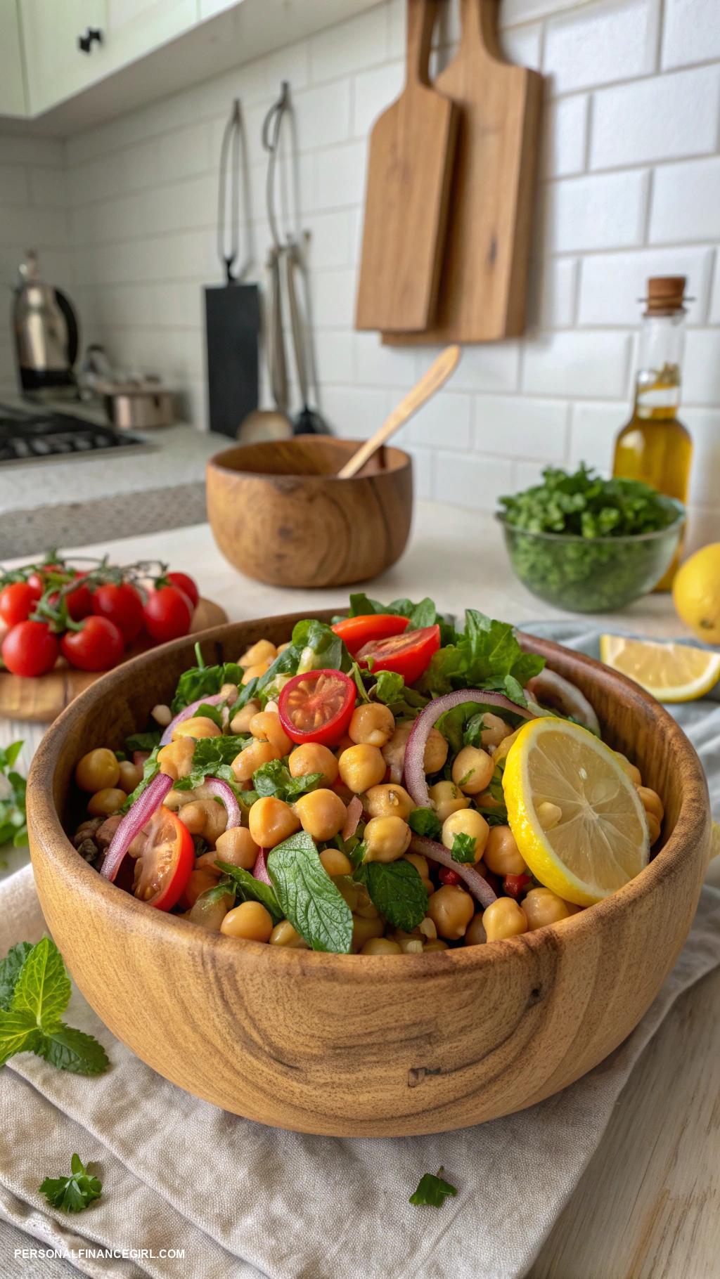cheap salad recipes Chickpea salad with lemon and herbs