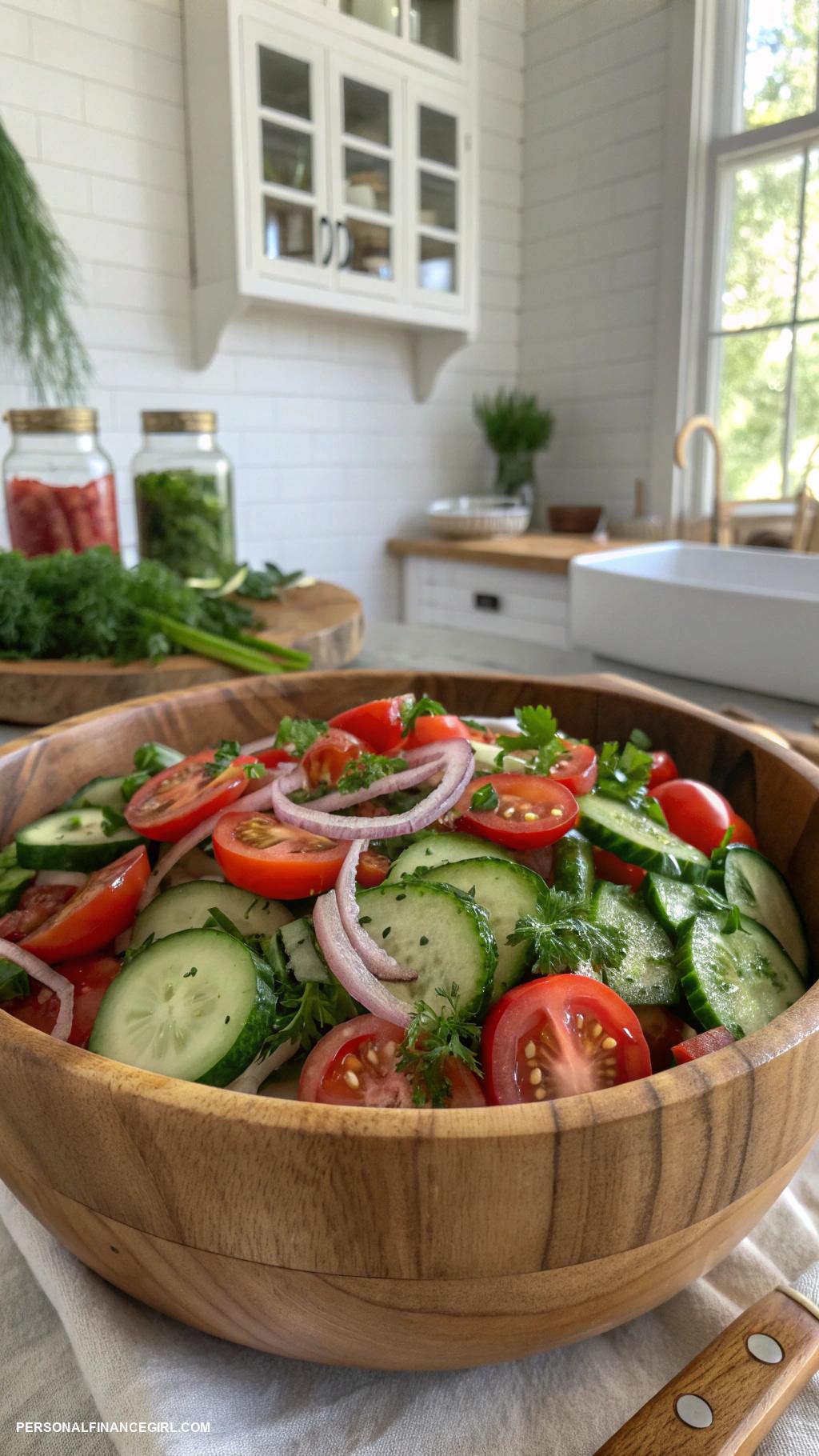 cheap salad recipes Cucumber and tomato salad with vinaigrette