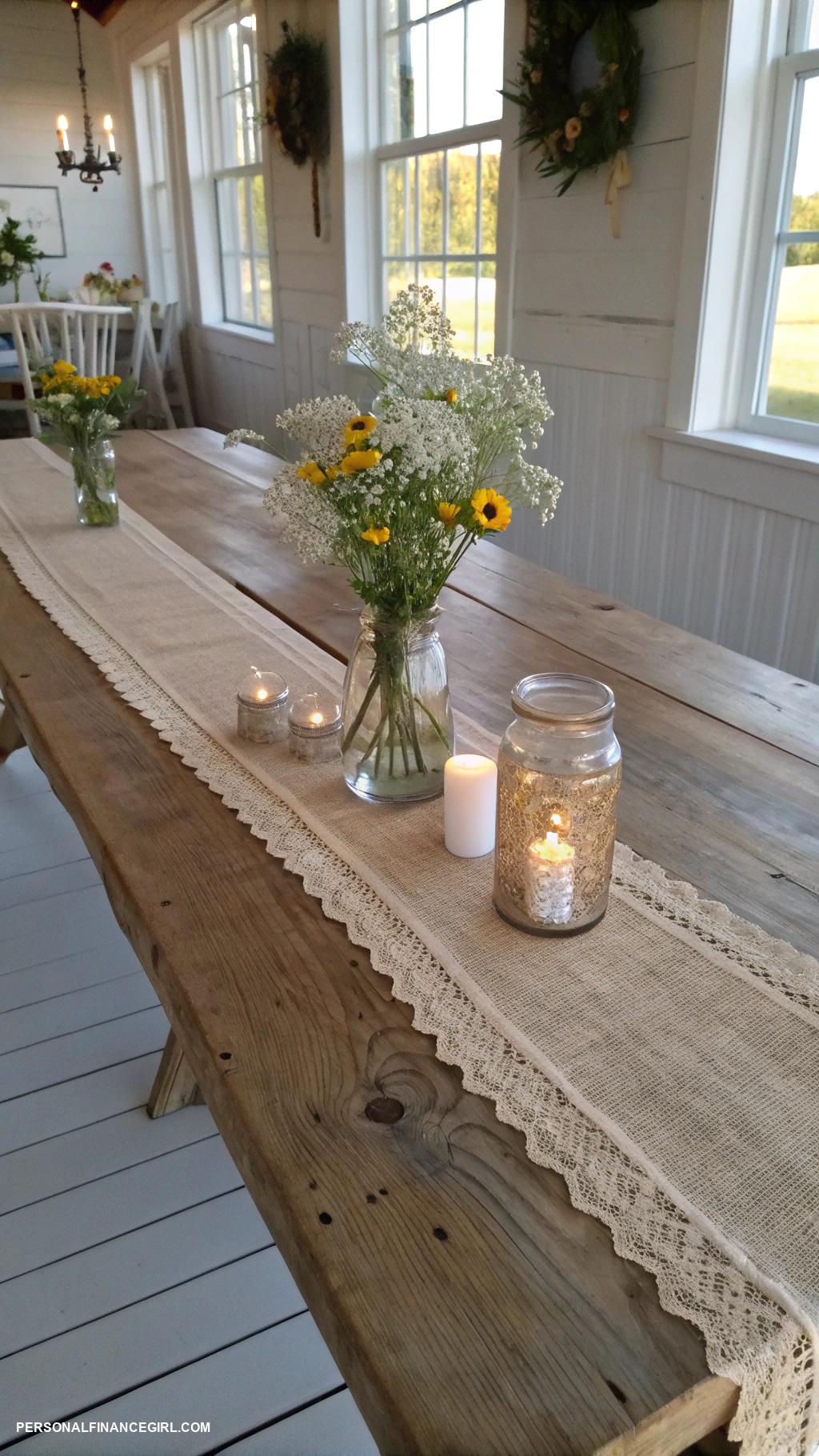 cheap wedding decorations Table runners made from burlap