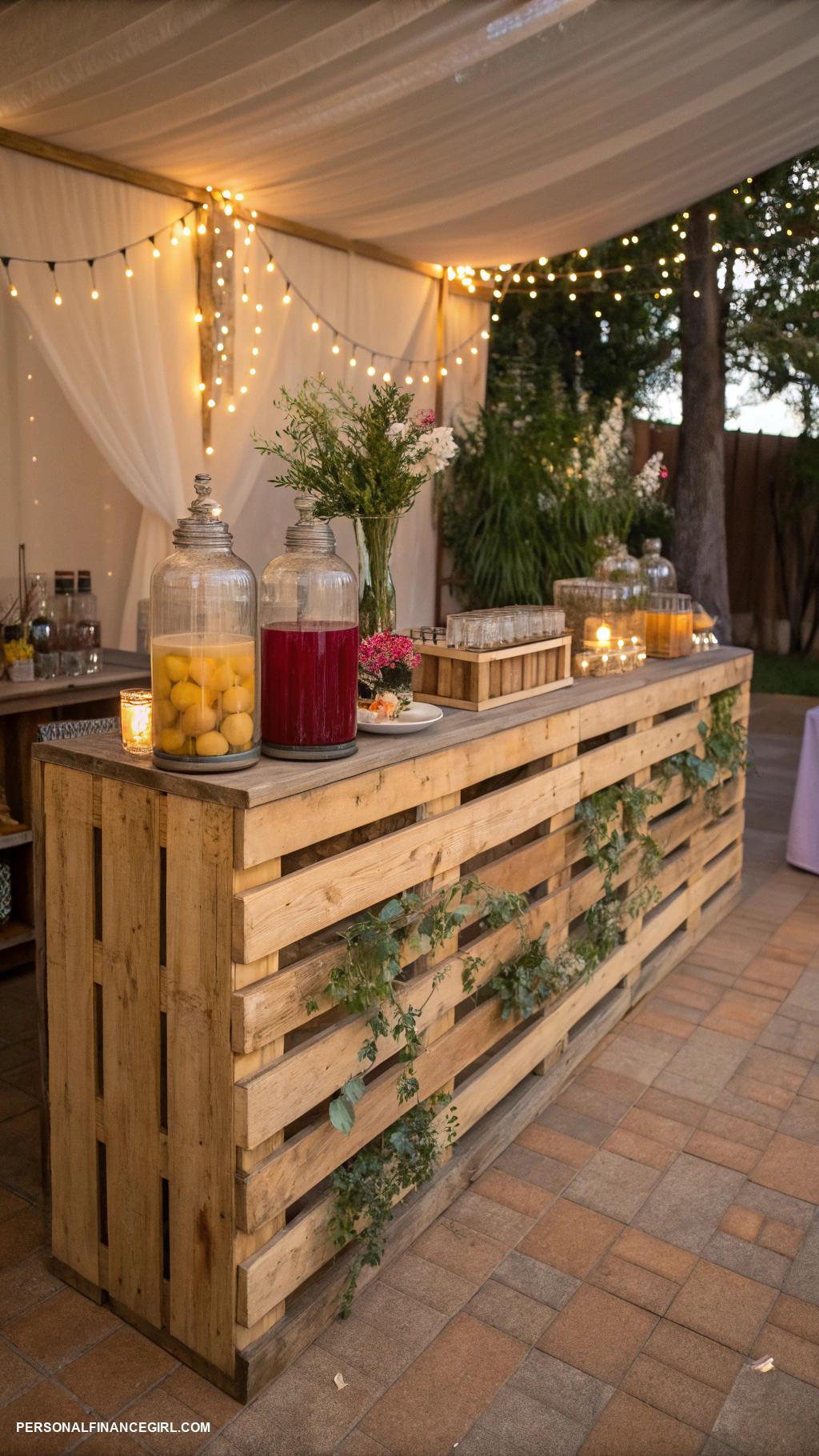 cheap boho wedding ideas Craft a pallet bar for drinks