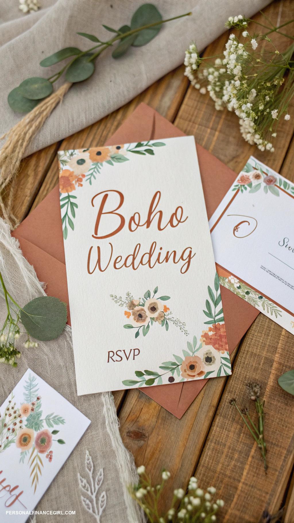 cheap boho wedding ideas Create a handmade invitation suite