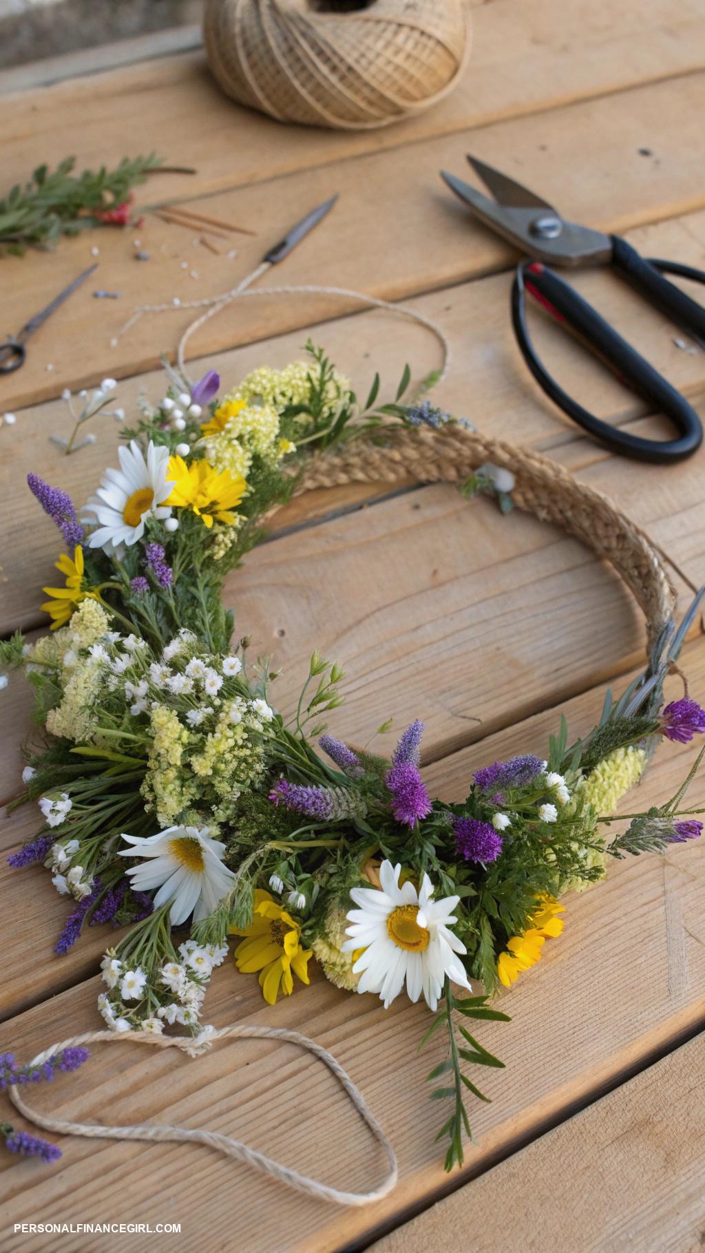 cheap boho wedding ideas DIY flower crowns for bridesmaids