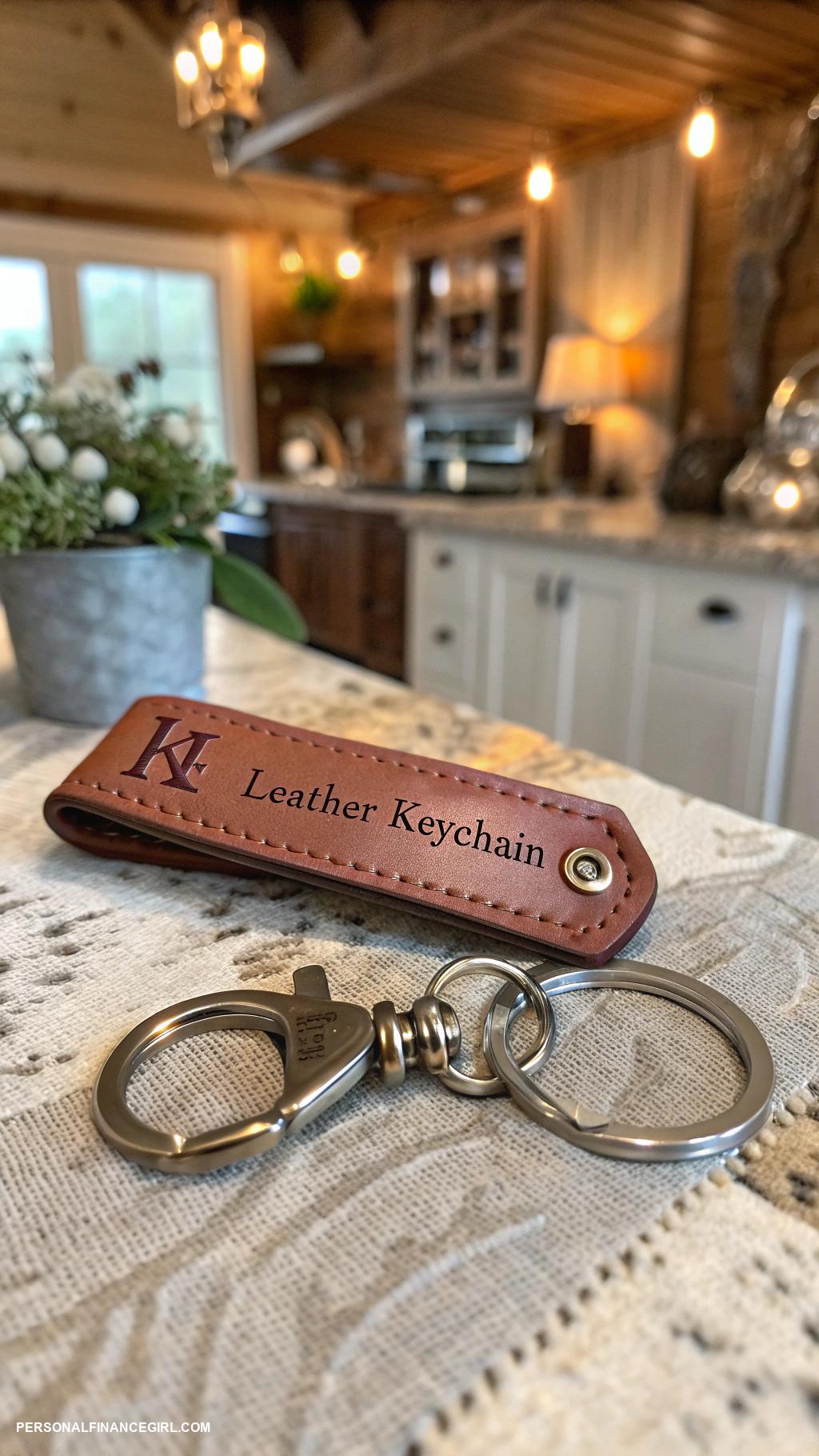 cheap diy gifts Personalized keychains from leather scraps