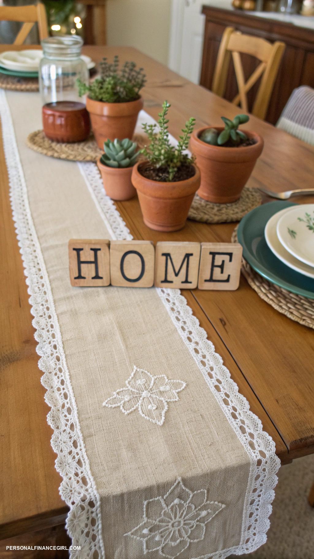 cheap farmhouse crafts DIY farmhouse style table runner