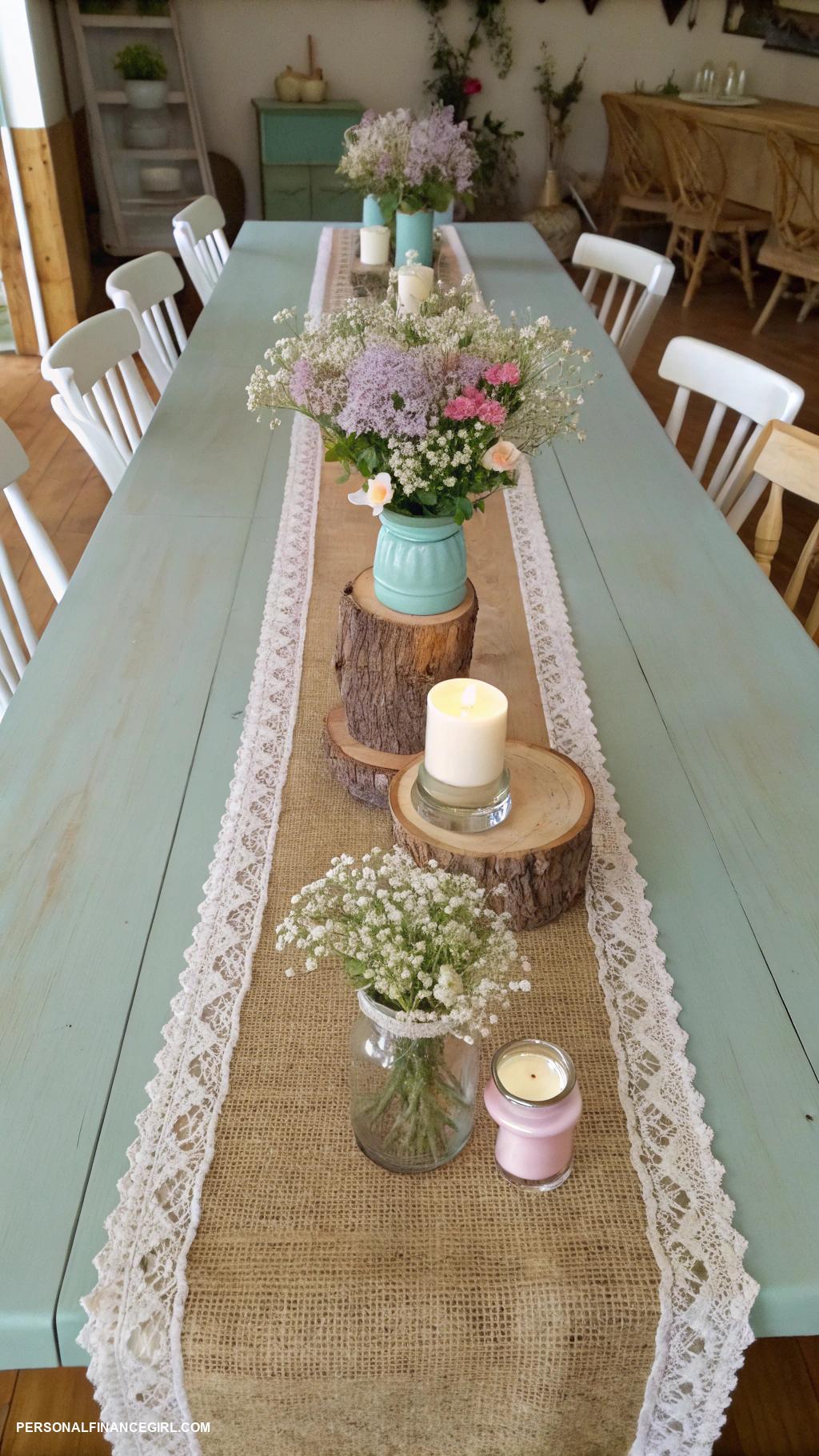 cheap farmhouse decorating ideas Use burlap for table runners and decor