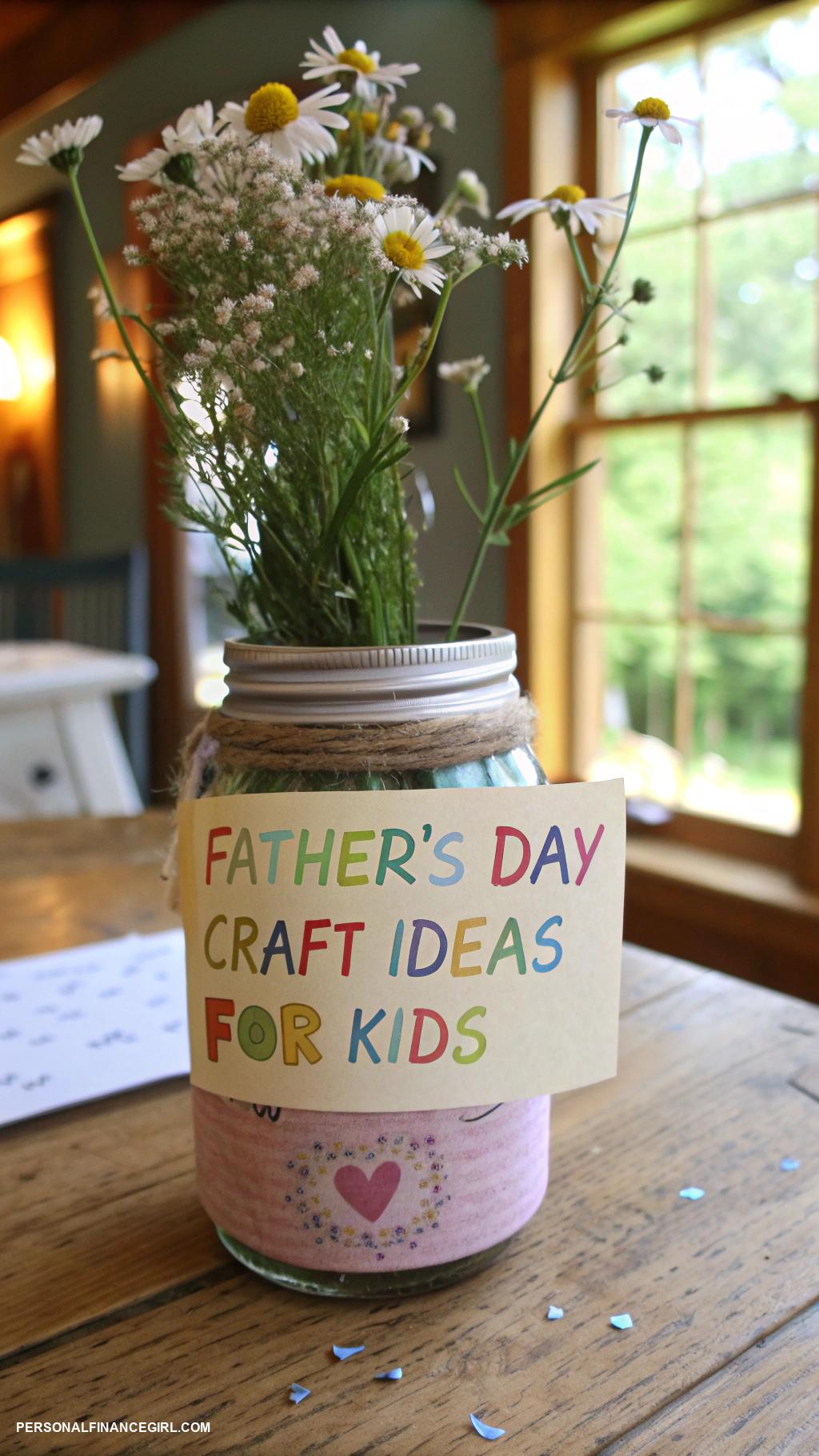 cheap fathers day crafts for kids Mason jar filled with notes
