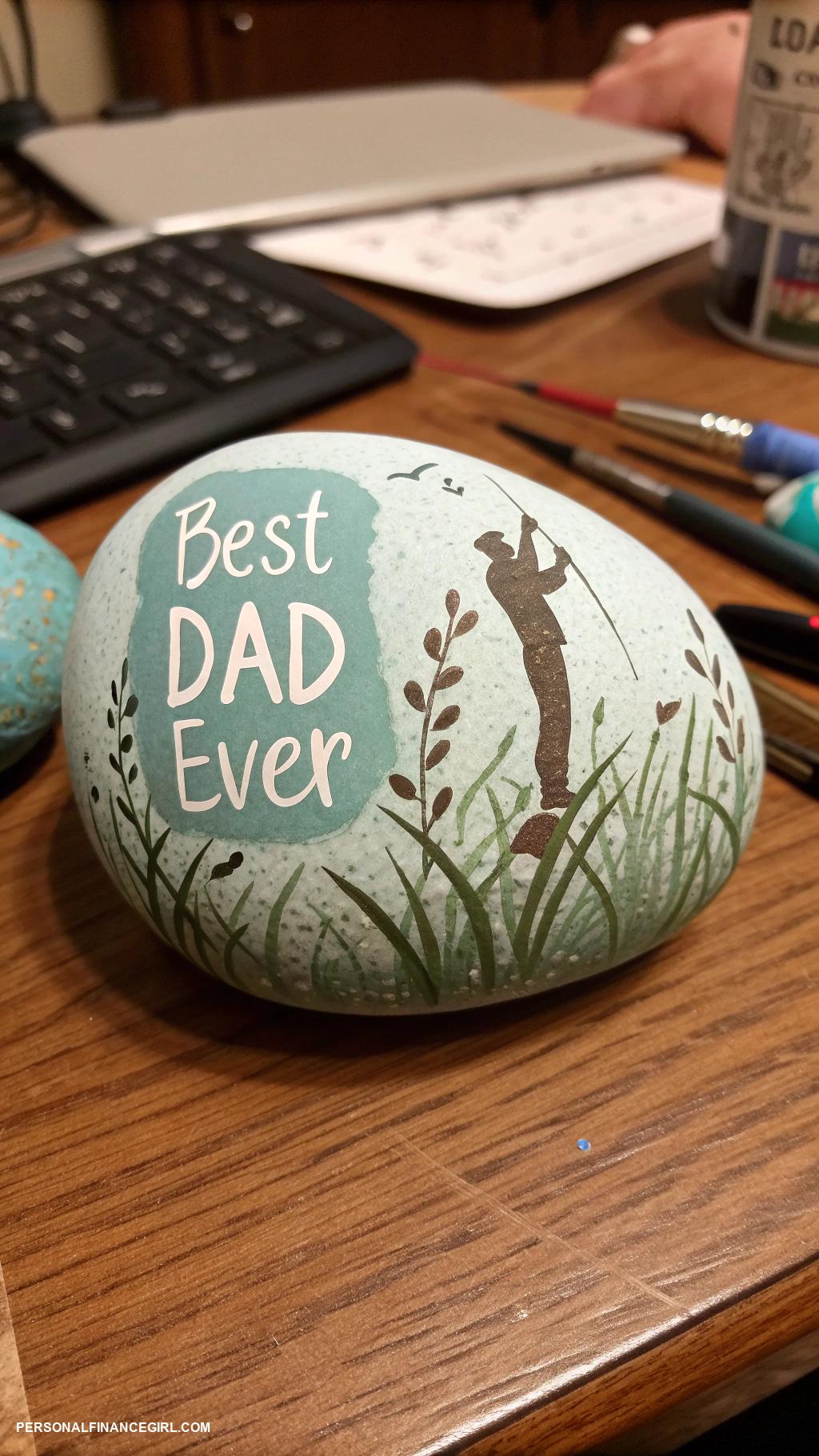 cheap fathers day crafts for kids Painted rock paperweights
