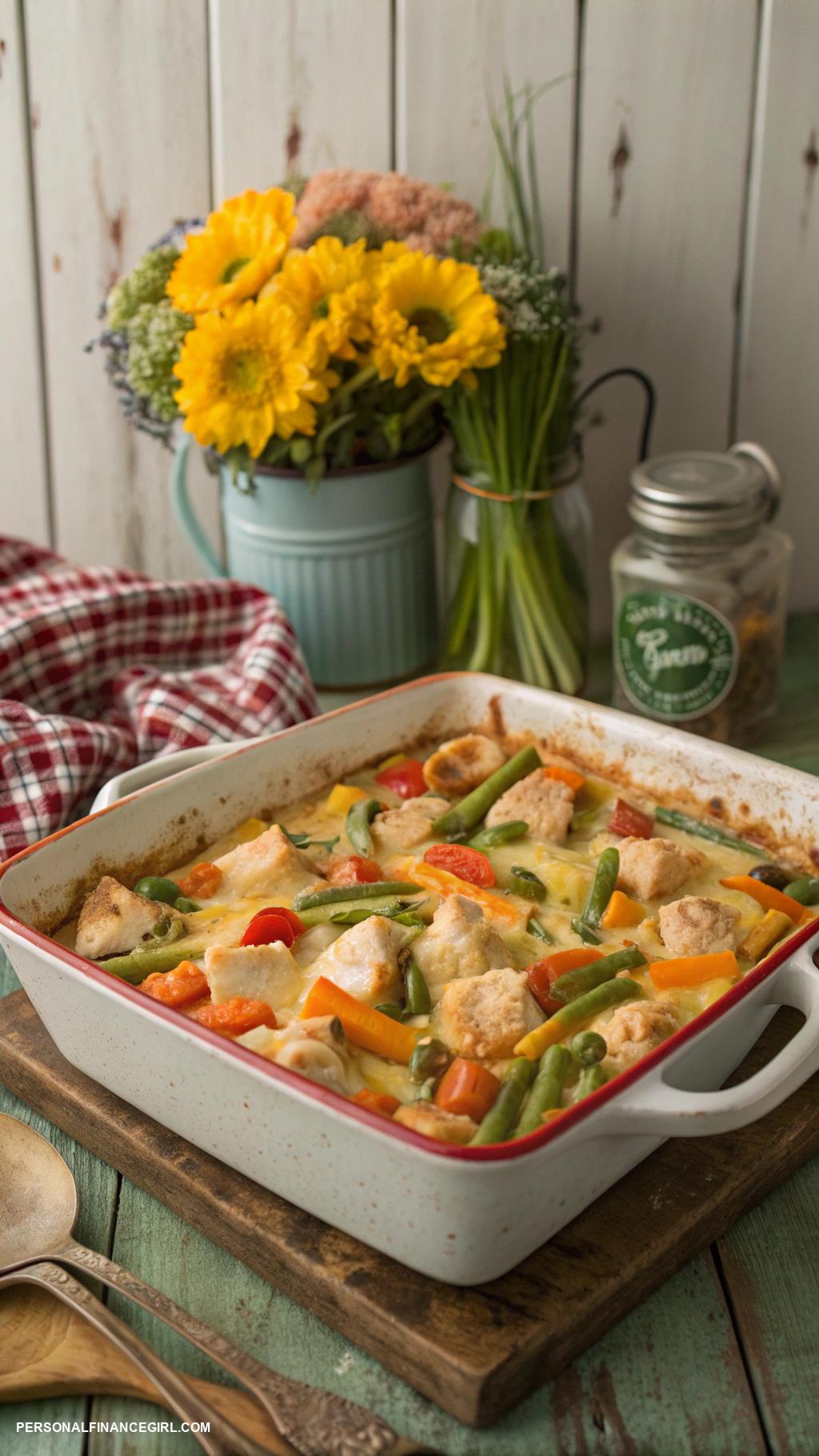 cheap meals for a crowd Casserole with chicken and mixed veggies