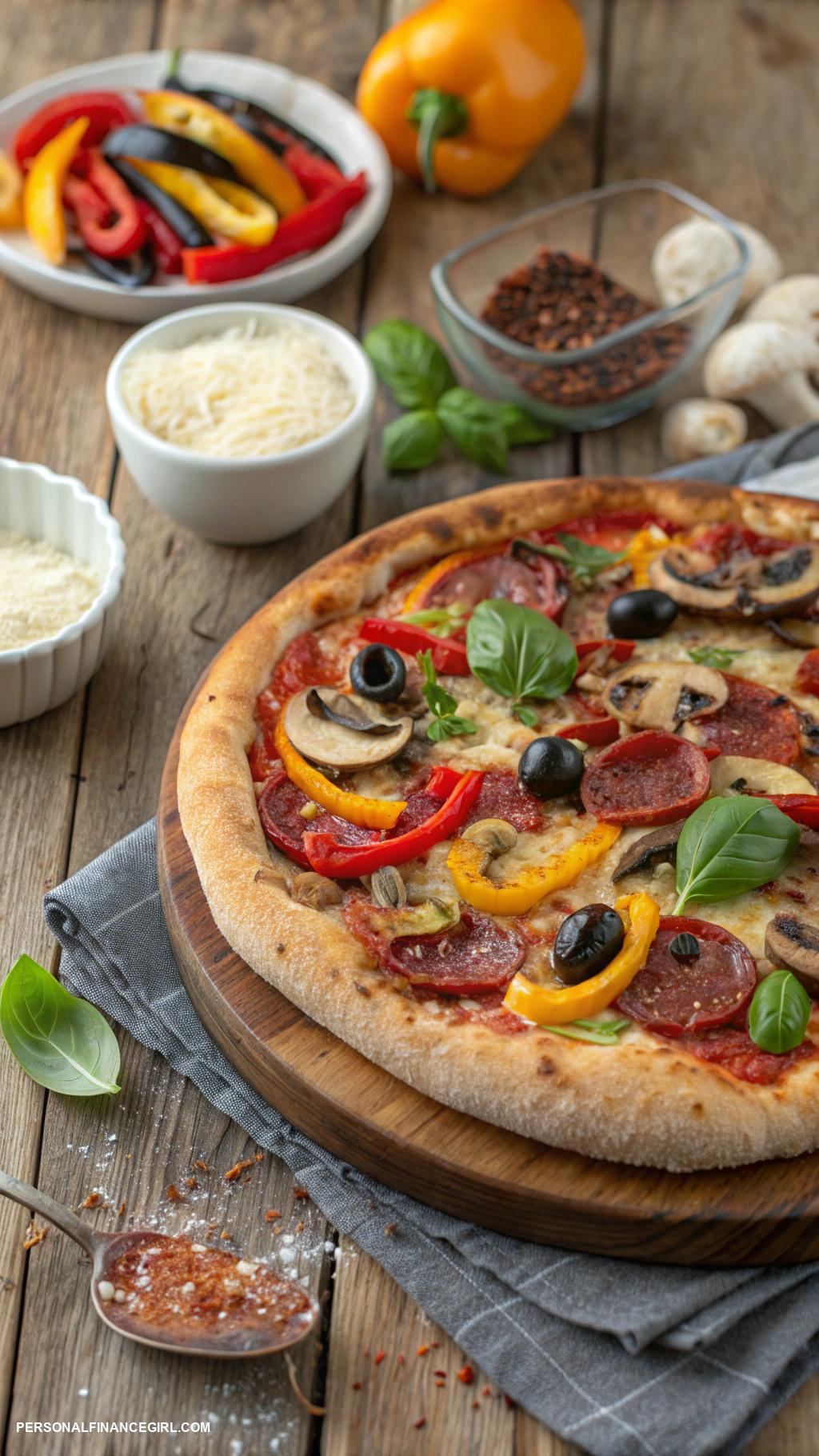 cheap meals for a crowd Homemade pizza with assorted toppings