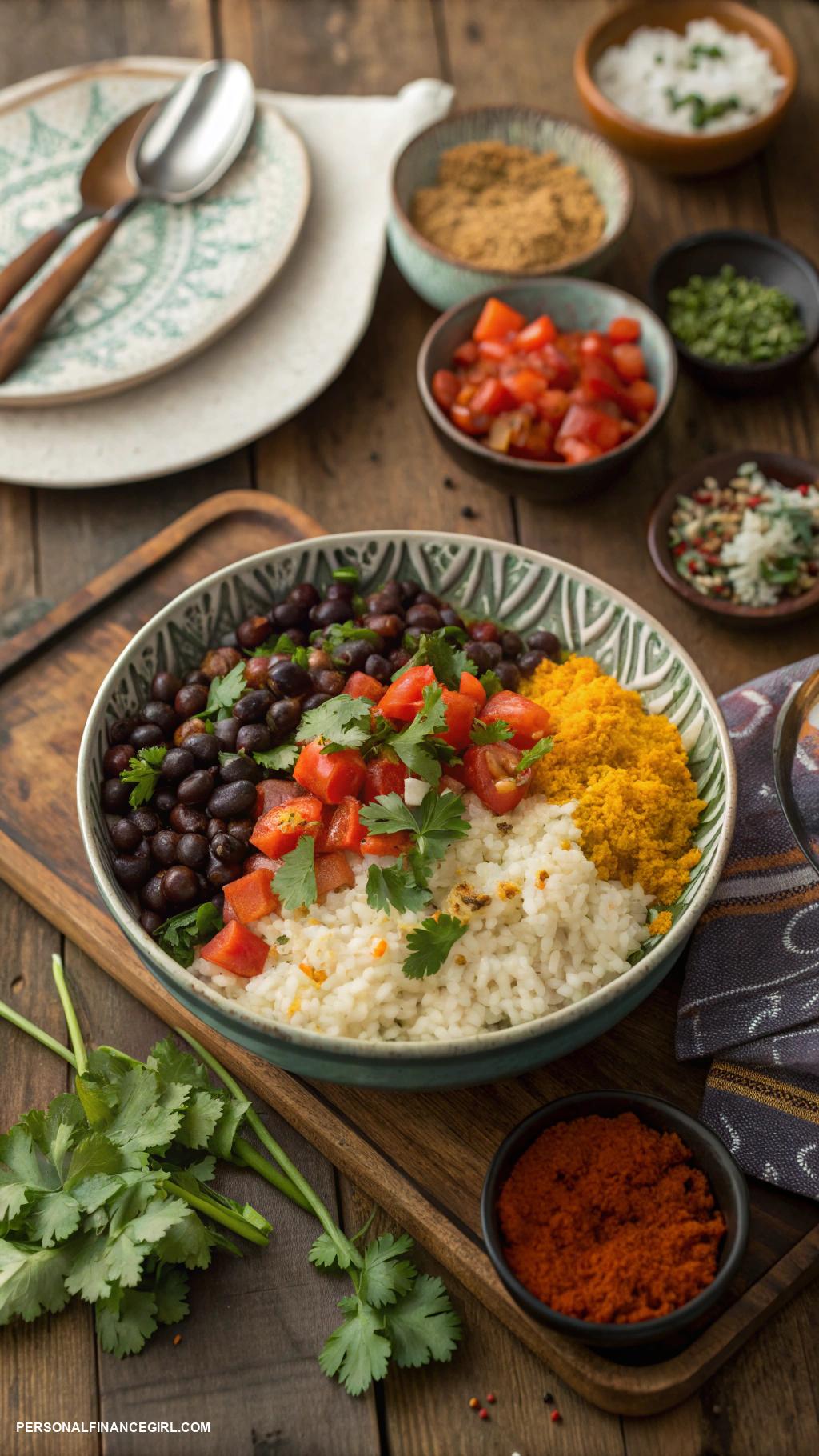 cheap meals for a crowd Rice and beans with spices