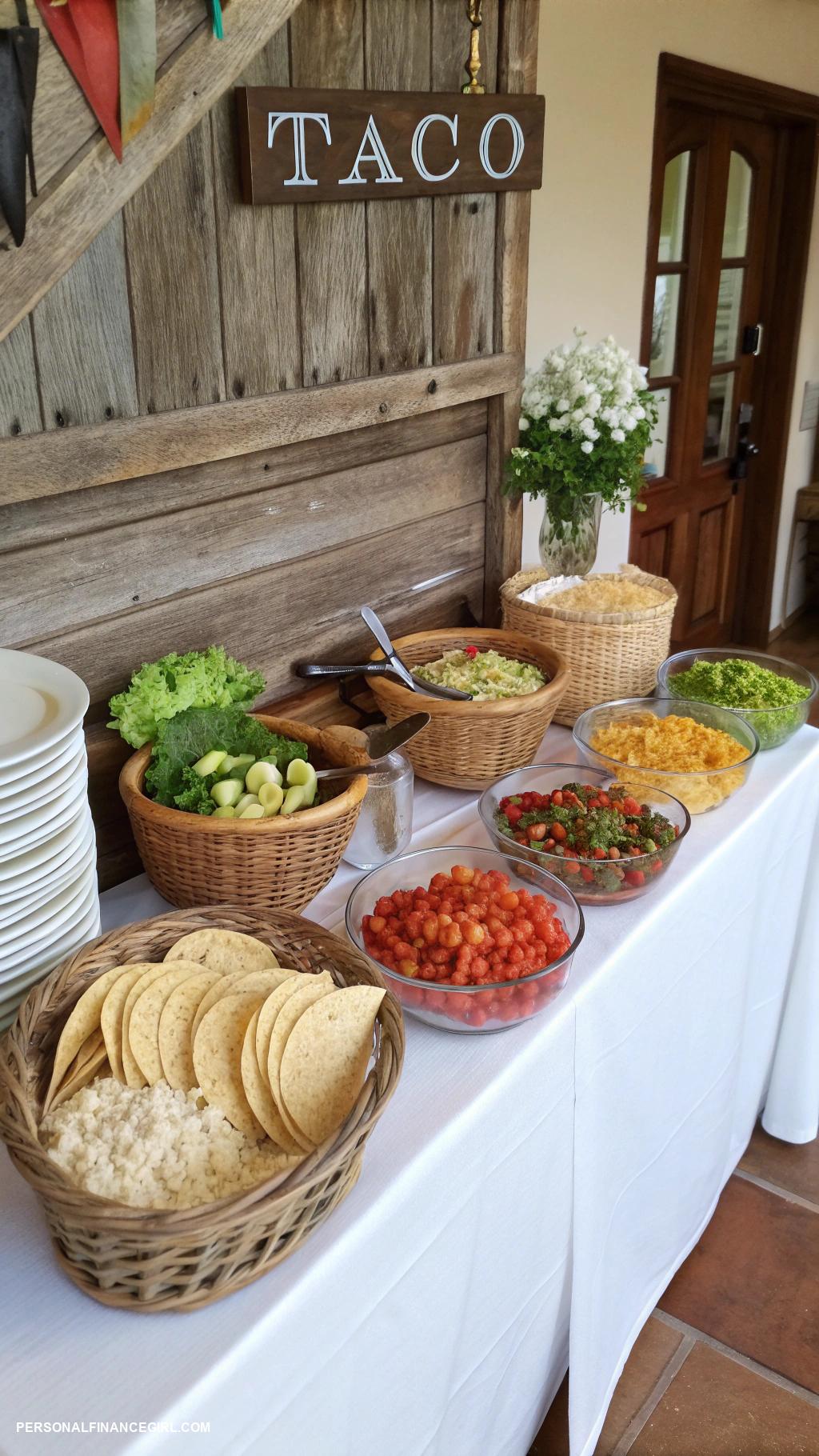 cheap meals for a crowd Taco bar with fixings and tortillas