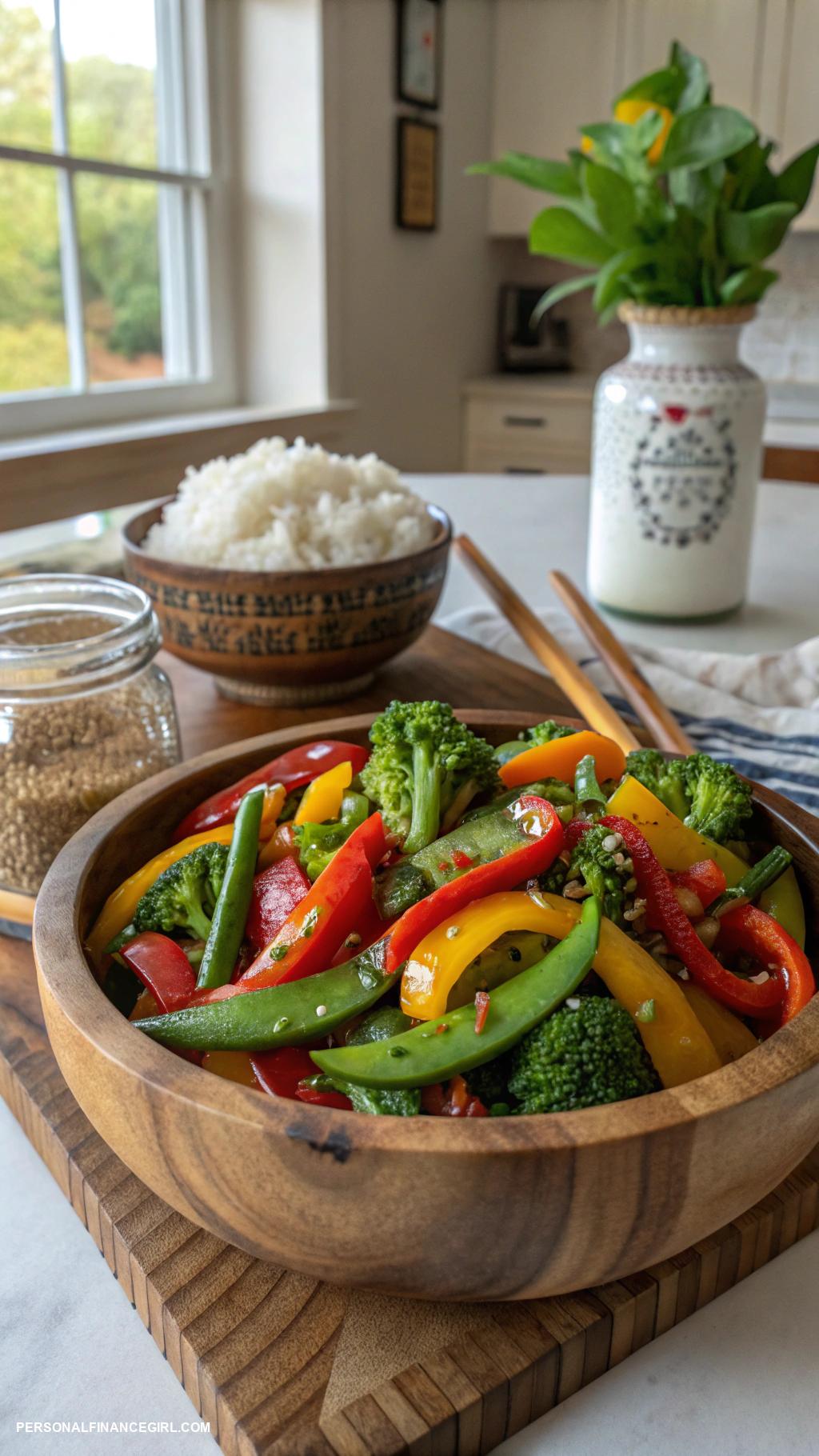 cheap meals for a crowd Vegetable stir fry with rice