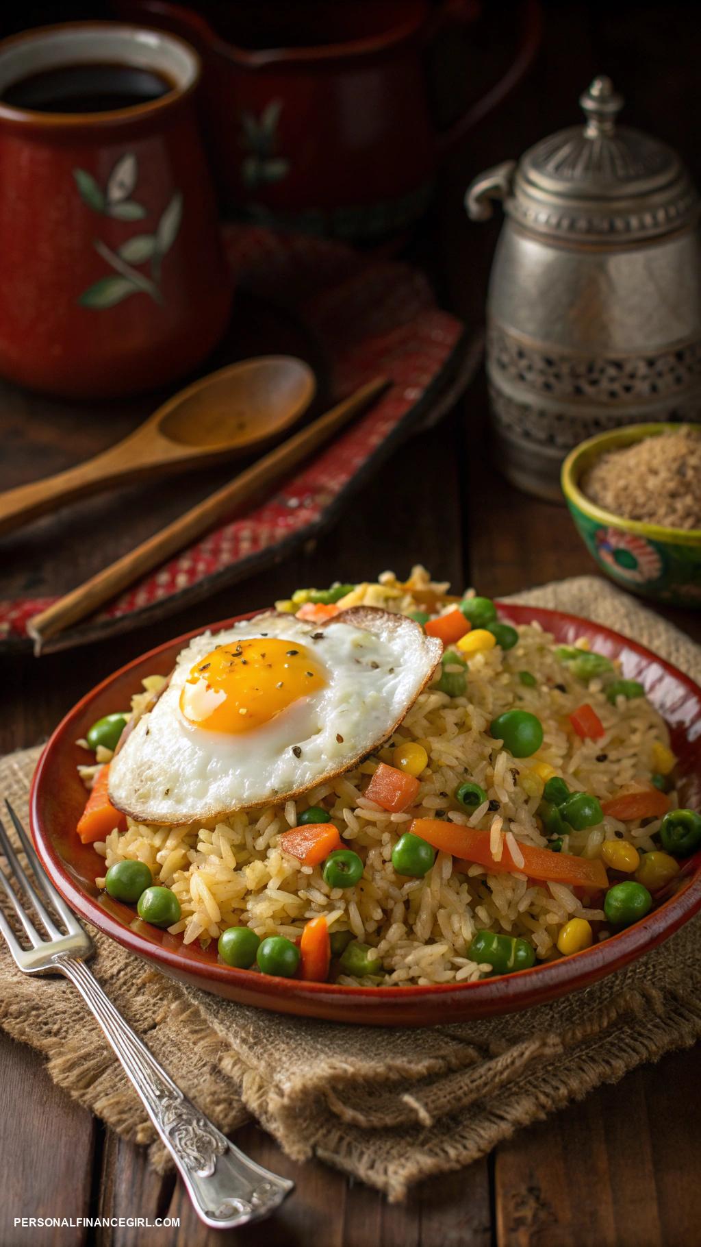 cheap meals for two Egg fried rice with mixed vegetables