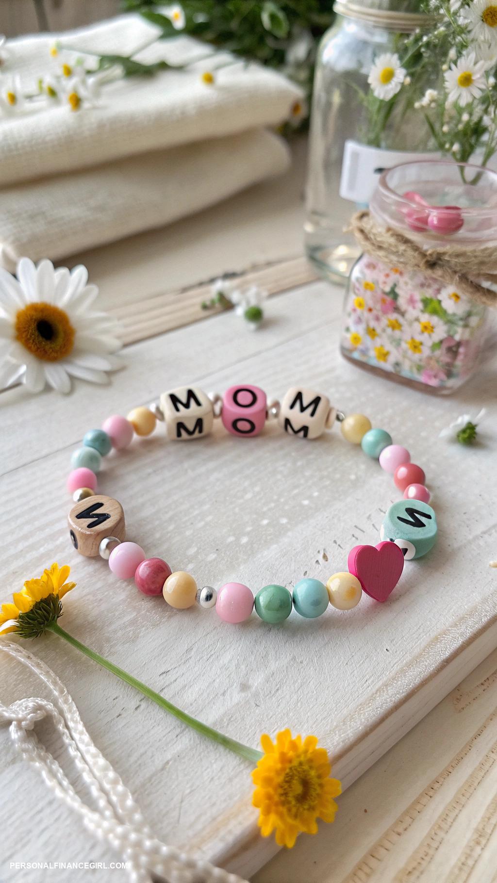 cheap mothers day crafts for kids Beaded bracelet with letters