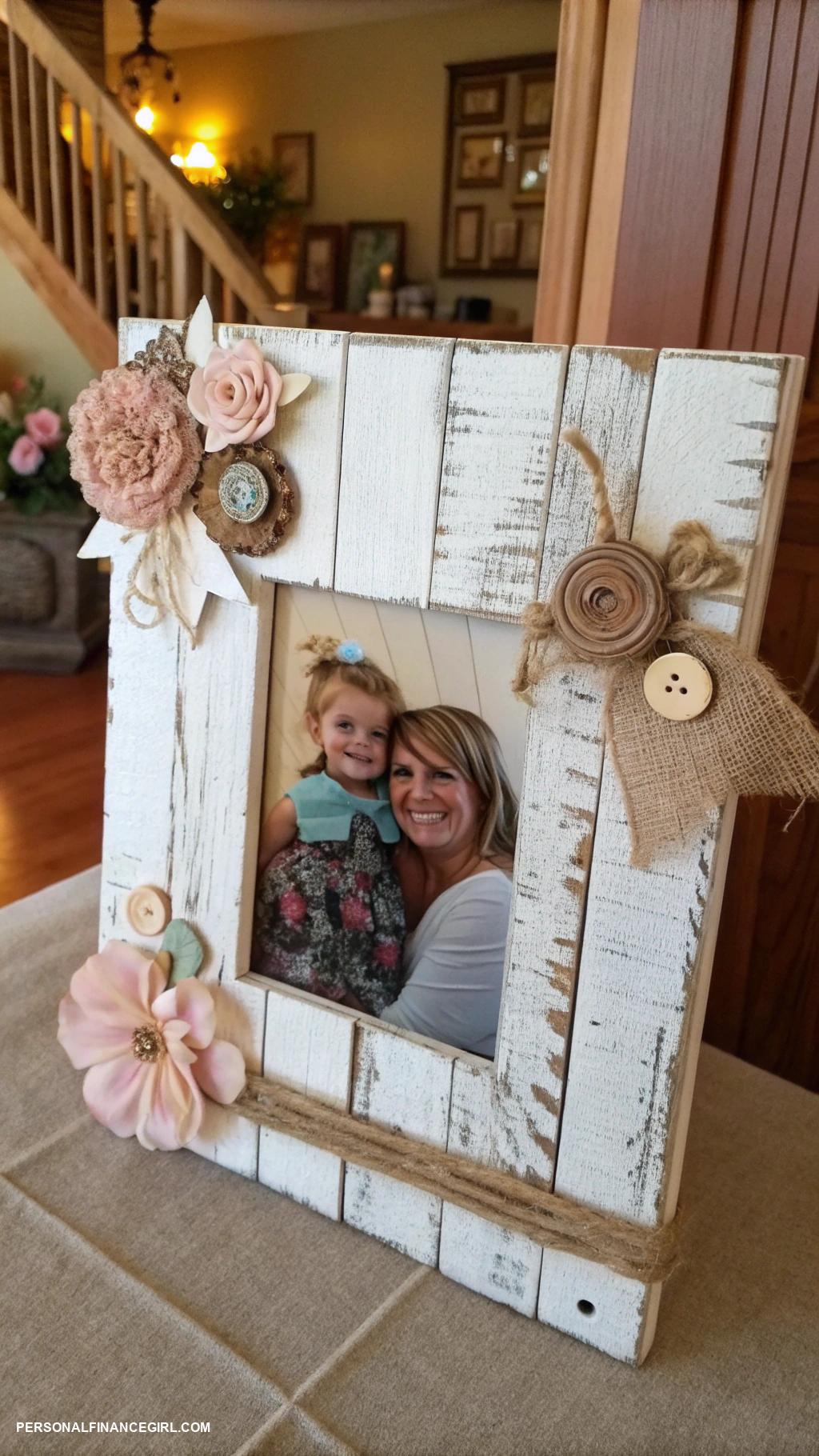 cheap mothers day crafts for kids DIY photo frame with decorations