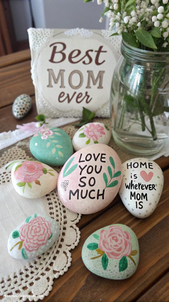 cheap mothers day crafts for kids Painted rocks with messages