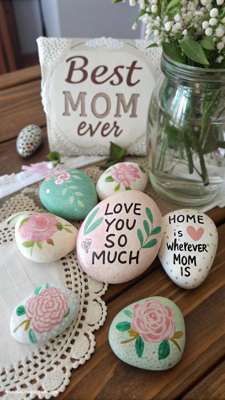 cheap mothers day crafts for kids Painted rocks with messages