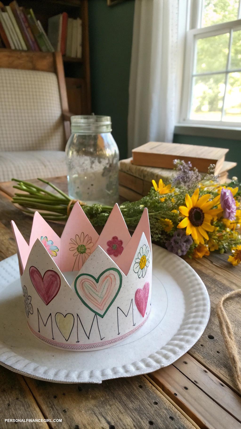 cheap mothers day crafts for kids Paper plate mothers day crown