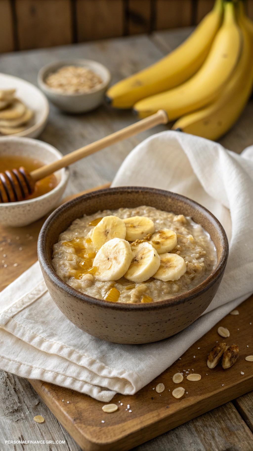 cheap solo meals Oatmeal with banana and honey