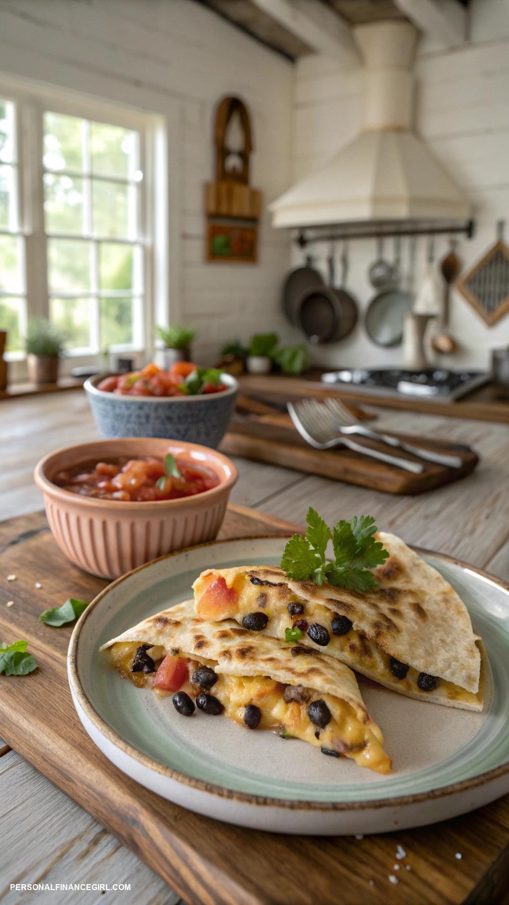 cheap solo meals Quesadilla with cheese and beans