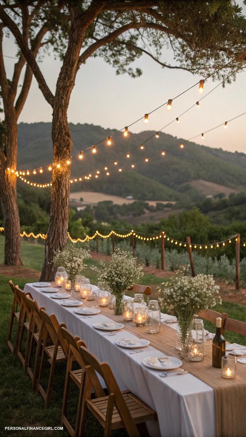 cheap western wedding ideas Use fairy lights for ambient evening lighting