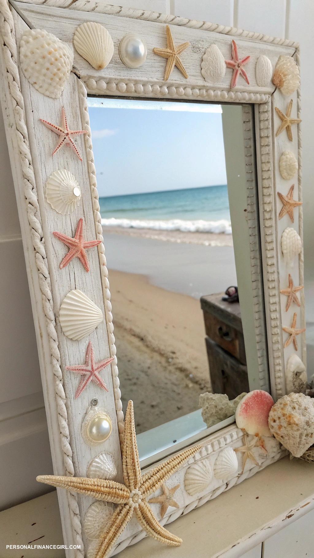 diy coastal home decor ideas Shell encrusted mirrors for coastal elegance