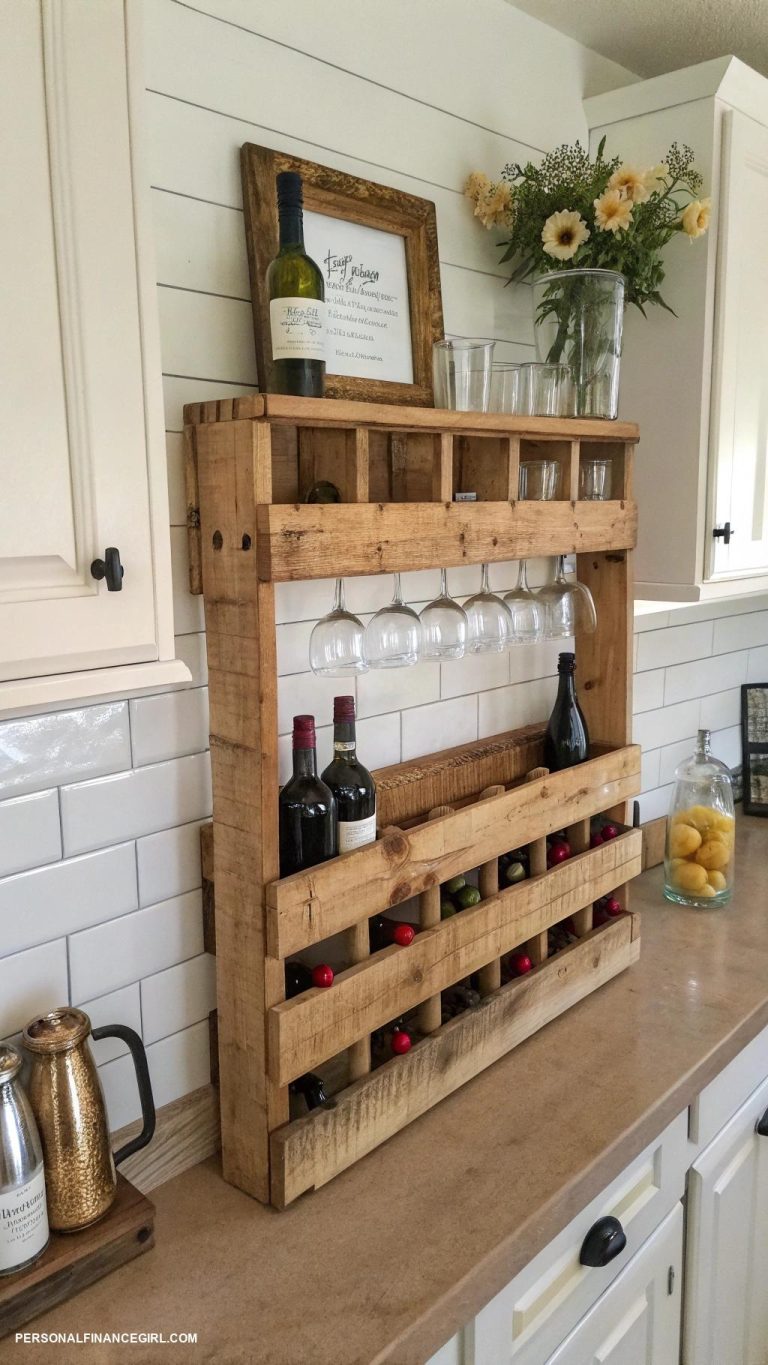 diy farmhouse decor ideas Build a rustic wine rack from pallets
